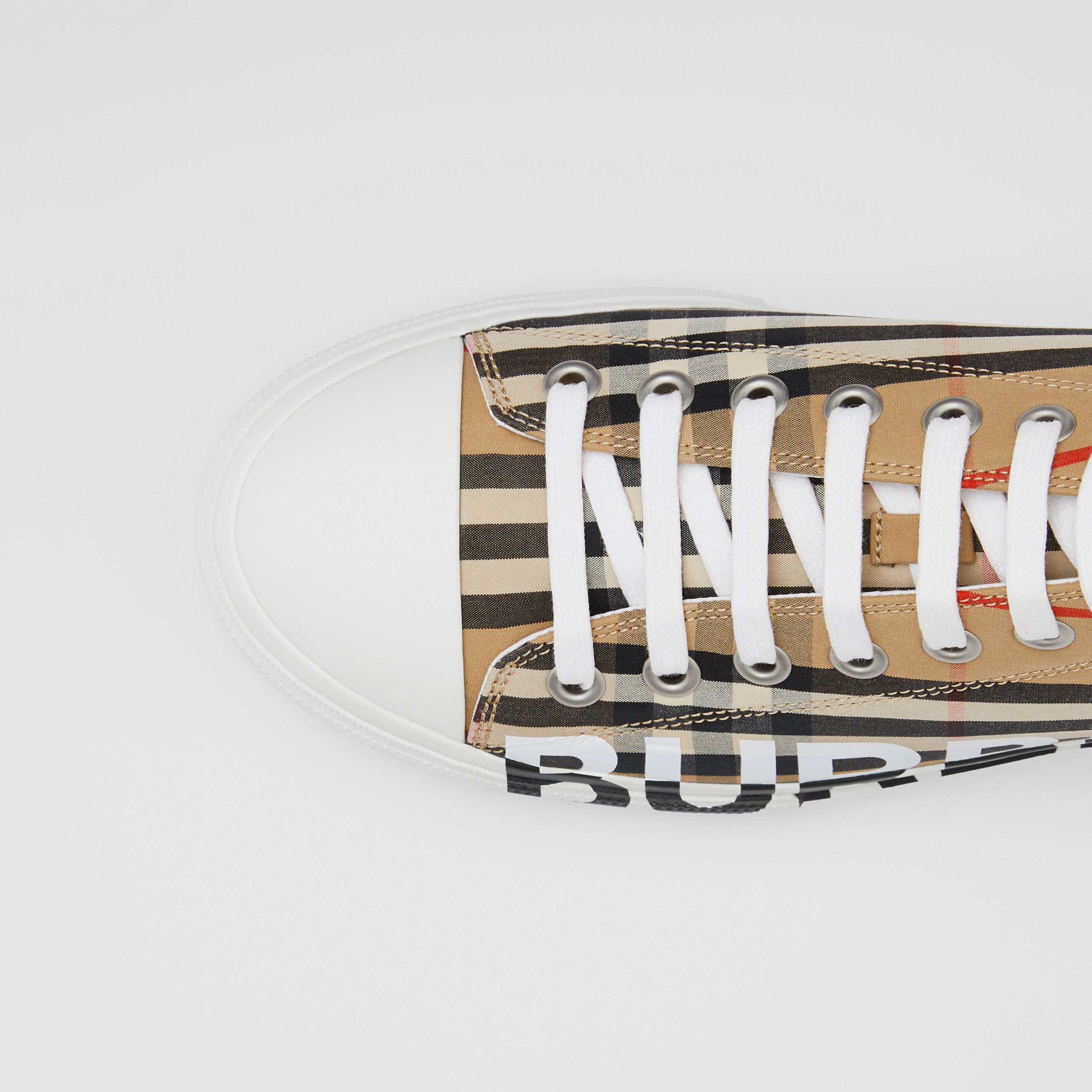 Logo Print Vintage Check Cotton Sneakers in Archive Beige - Men | Burberry®  Official