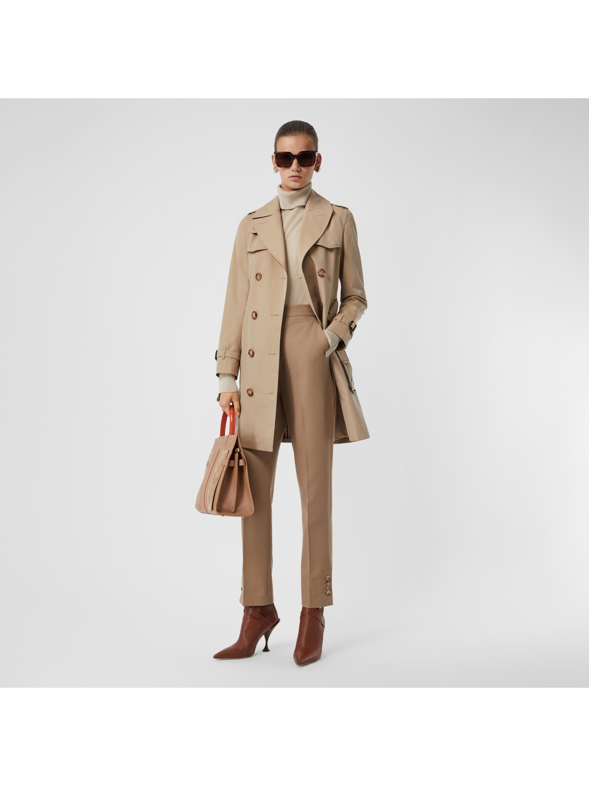 伊斯灵顿版型 - 短款 trench 风衣 (蜜色) - 女士 | burberry 博柏利