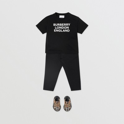 Logo Print Cotton T-shirt in Black - Children | Burberry® Official