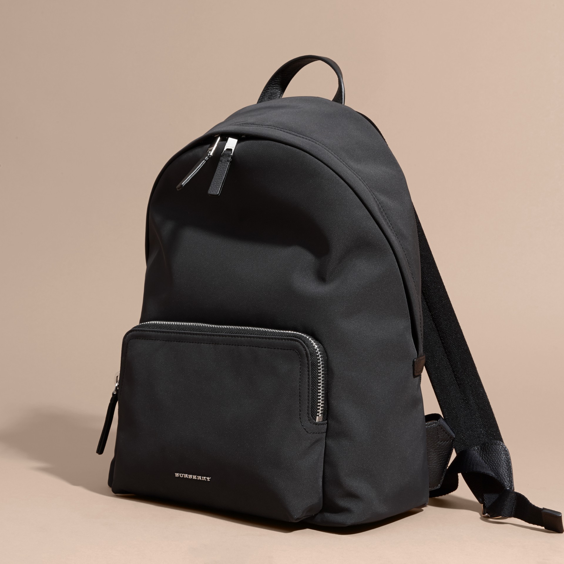 Leather Trim Technical Backpack Black | Burberry