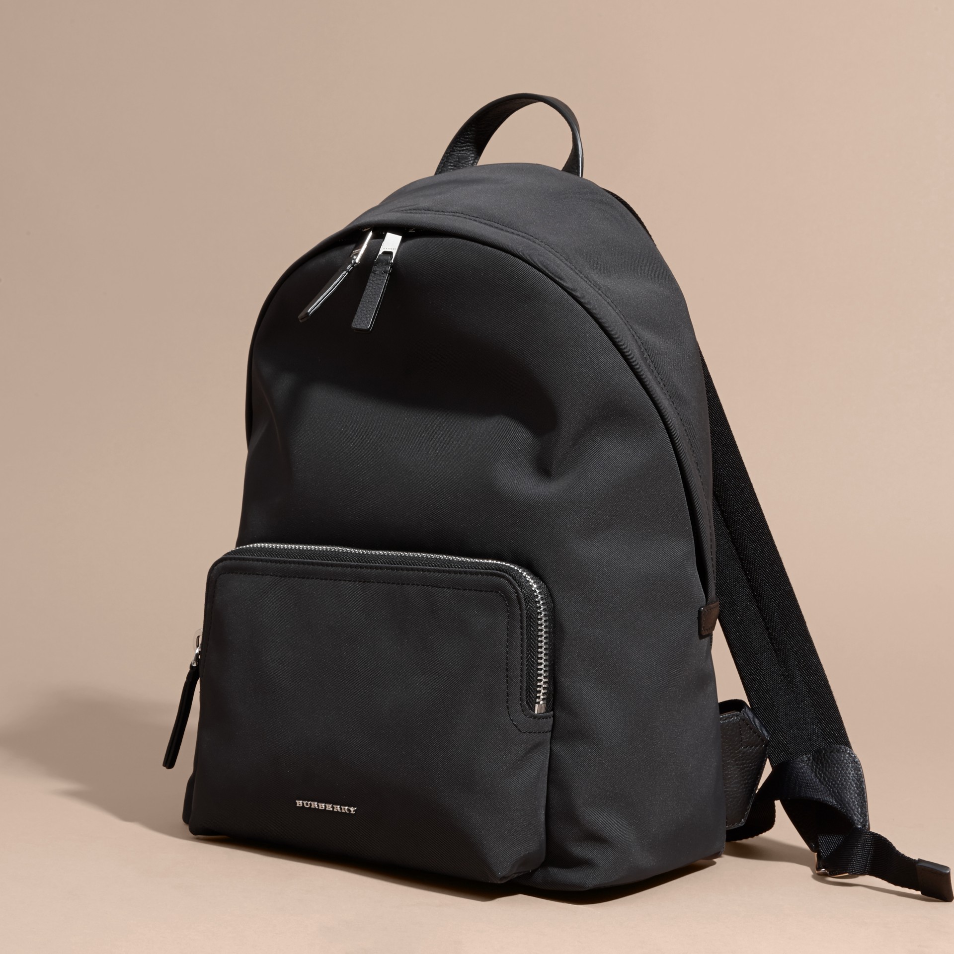 all black leather backpack