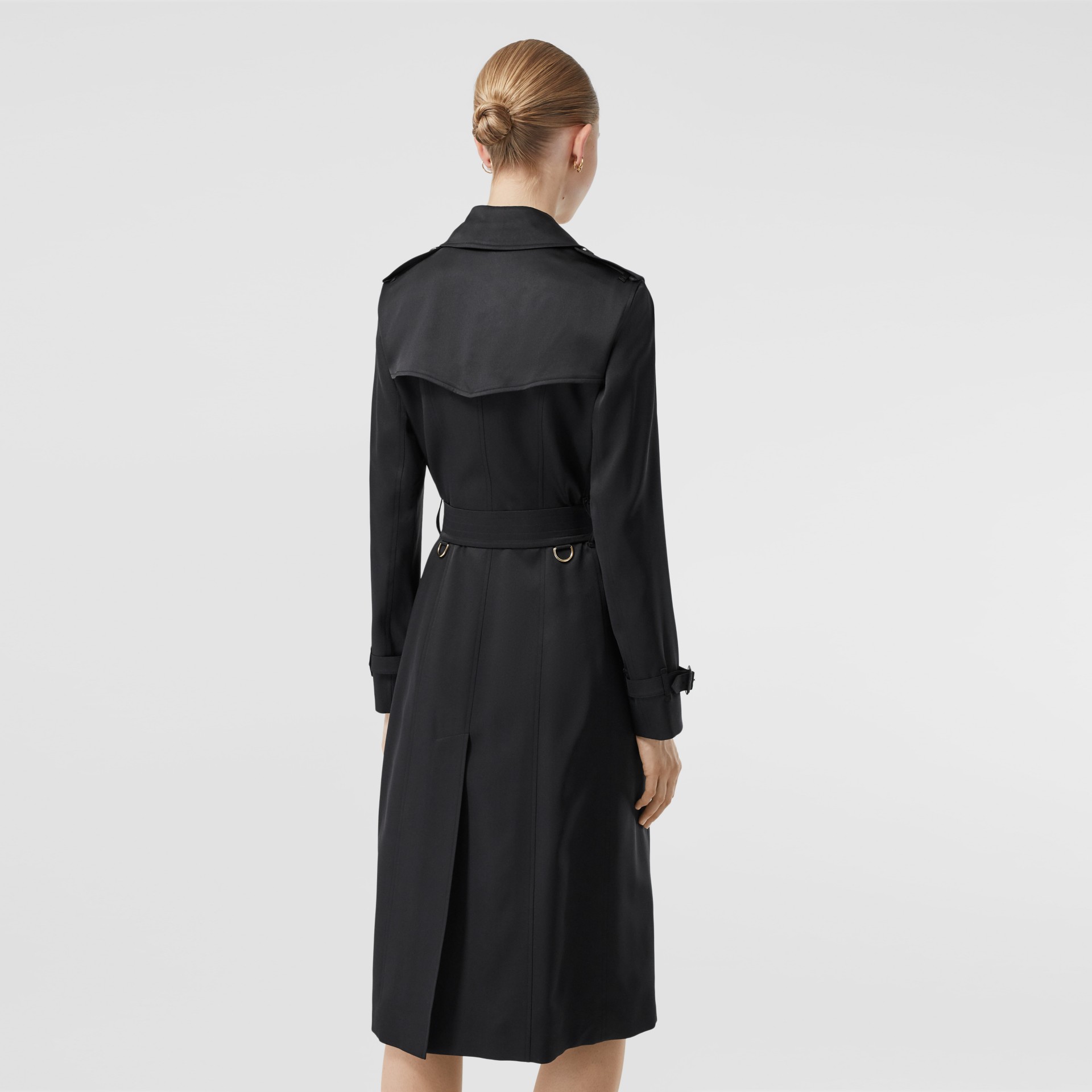 Silk Satin Trench Coat in Black - Women | Burberry Canada