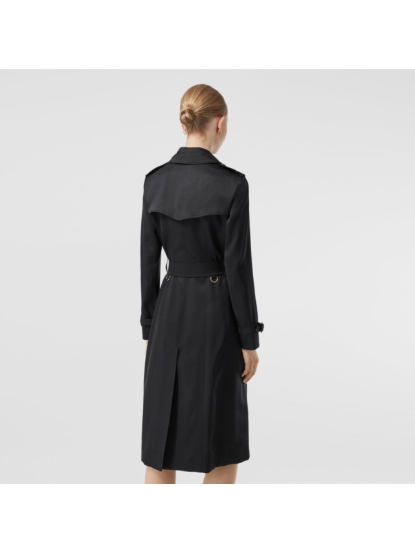Silk Satin Trench Coat in Black - Women | Burberry United Kingdom
