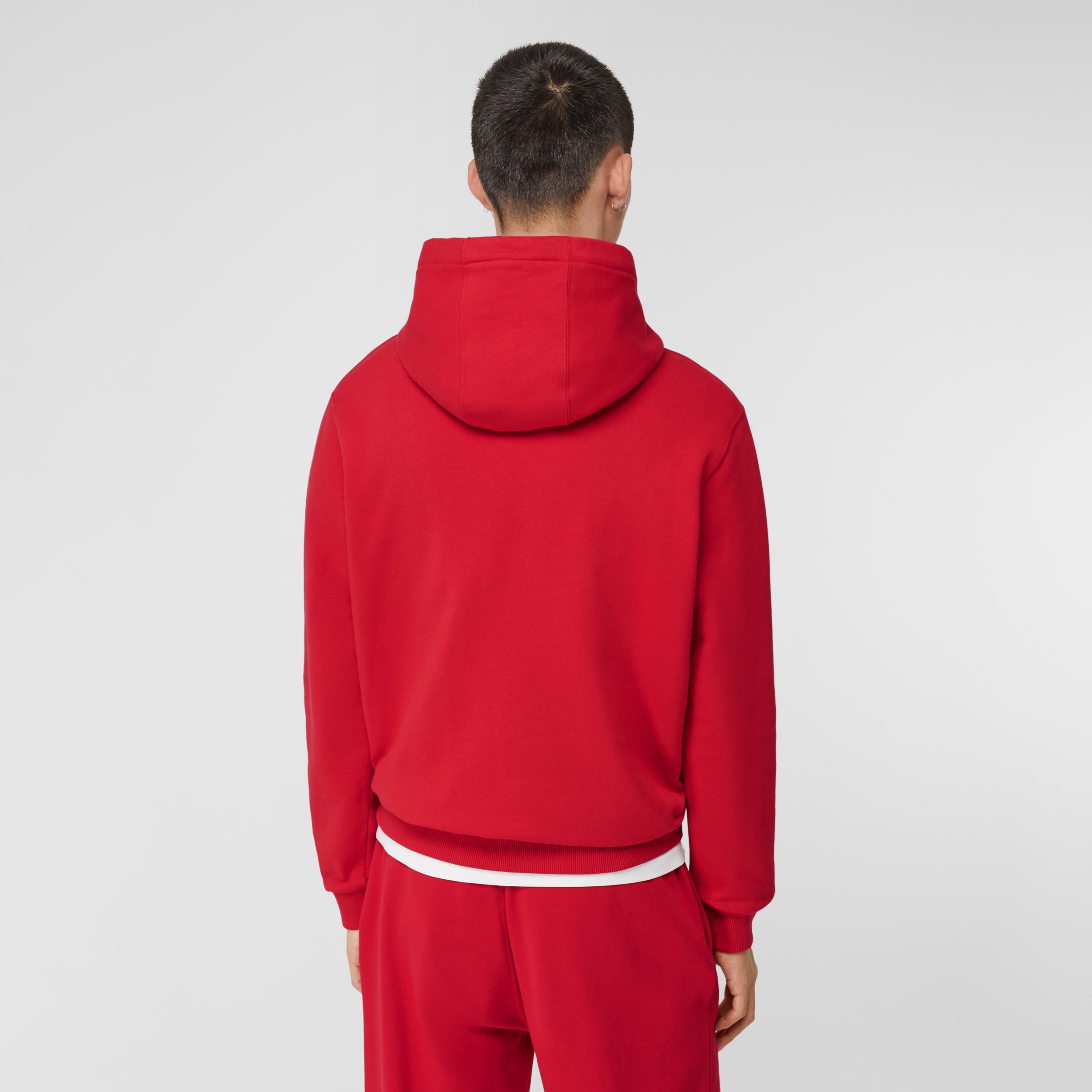 Monogram Motif Cotton Hoodie in Bright Red - Men | Burberry United States