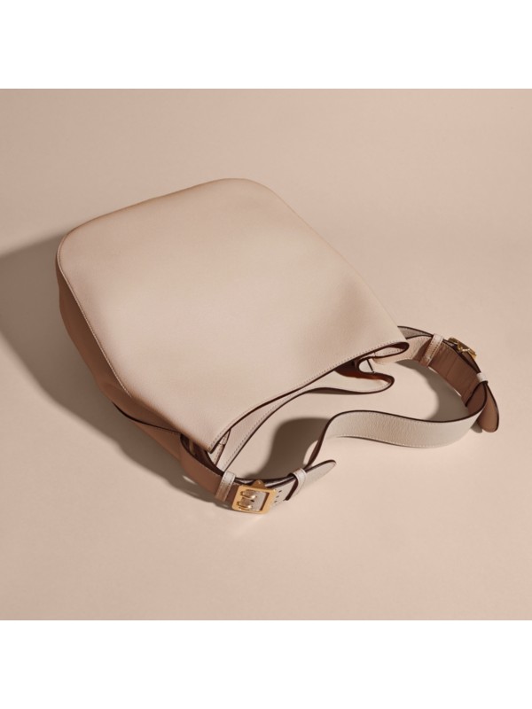 Textured Leather Shoulder Bag in Limestone Women Burberry United States
