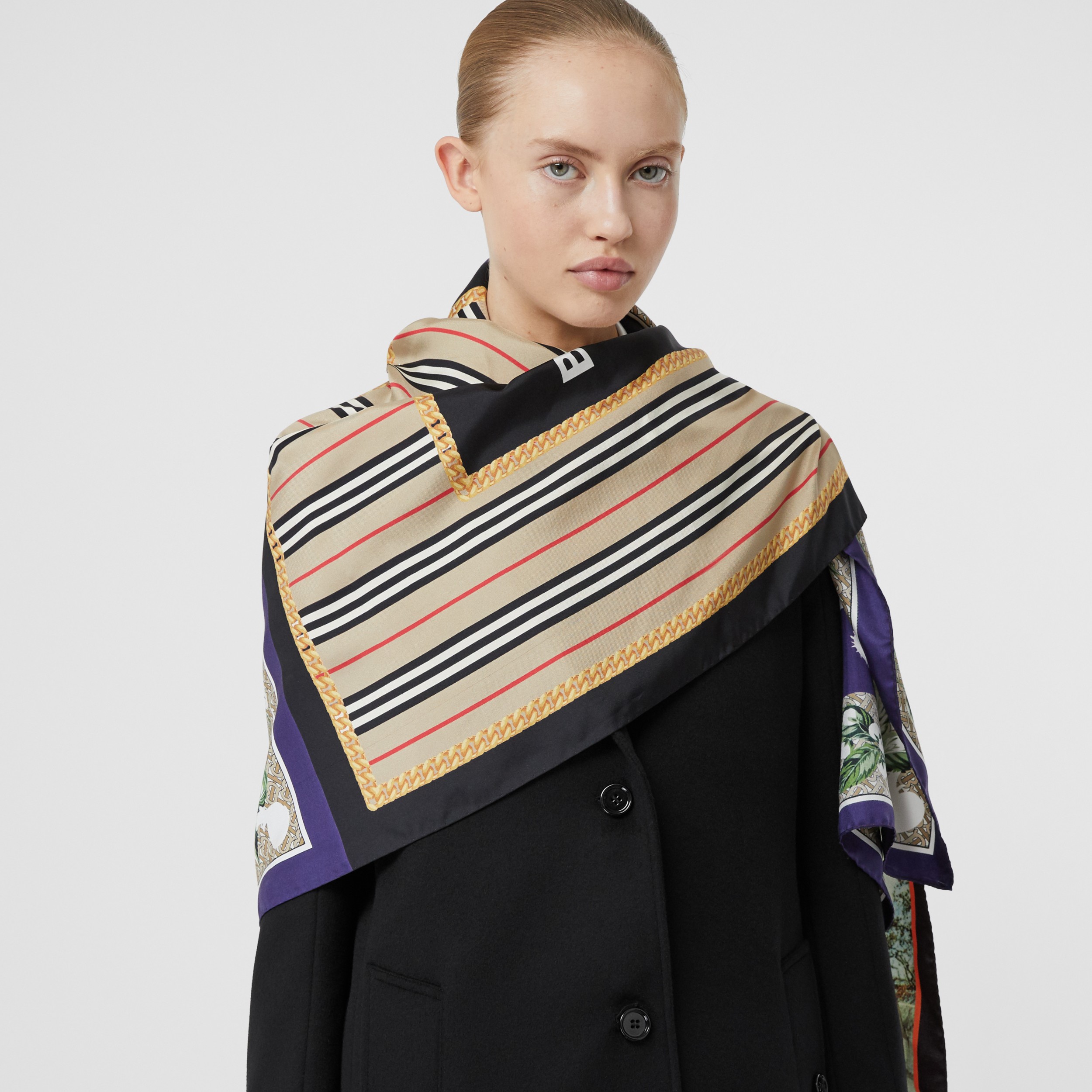 Montage Print Silk Scarf in Archive Beige | Burberry