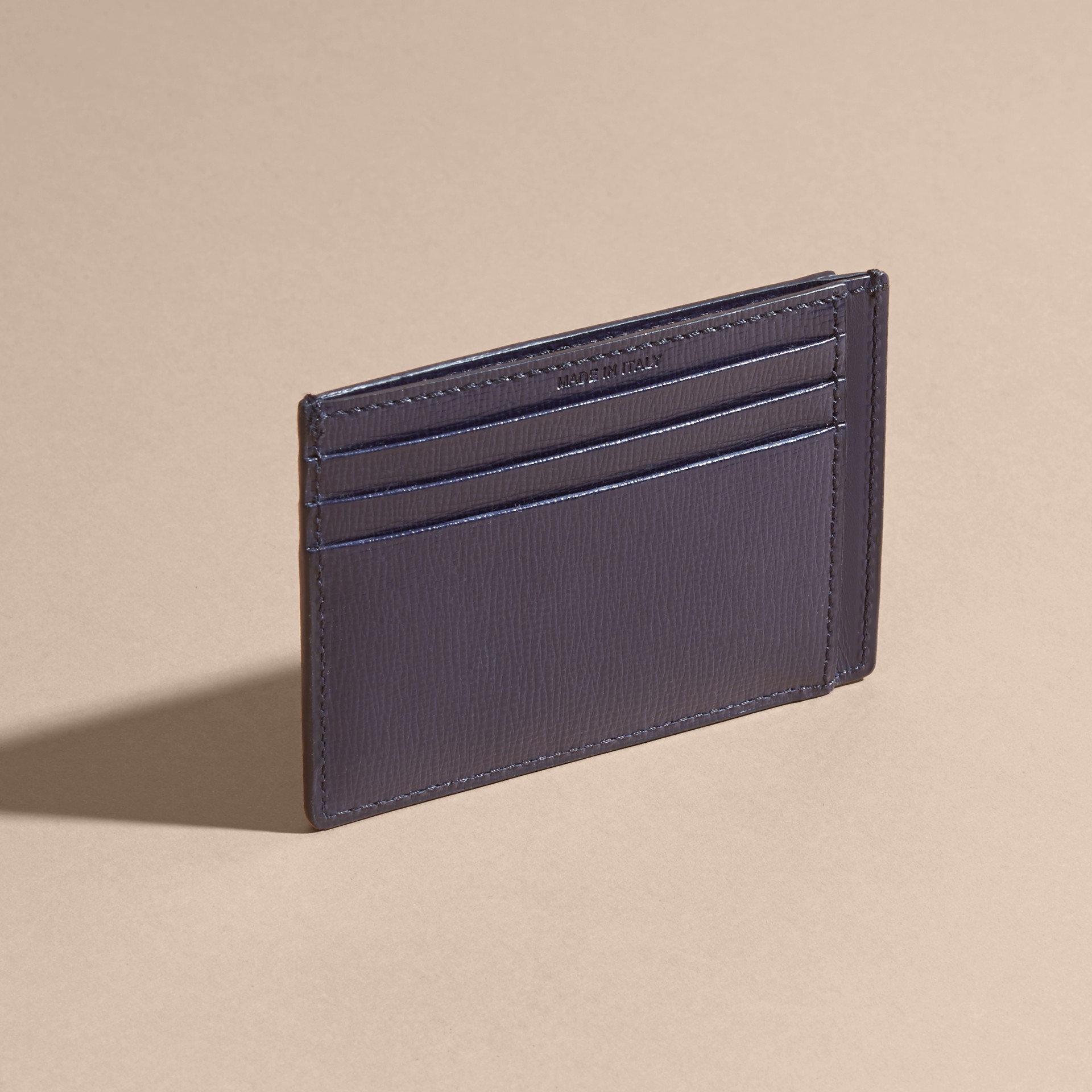 London Leather Card Case in Dark Navy Men Burberry United States