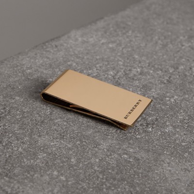 Burberry Engraved Bronze Money Clip In Light Gold | ModeSens