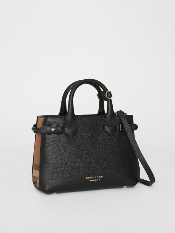 Women S Handbags Purses Burberry United States The Small Banner In Leather And House Check Black