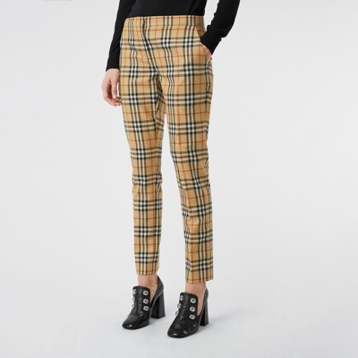 Vintage Check Wool Cigarette Trousers 