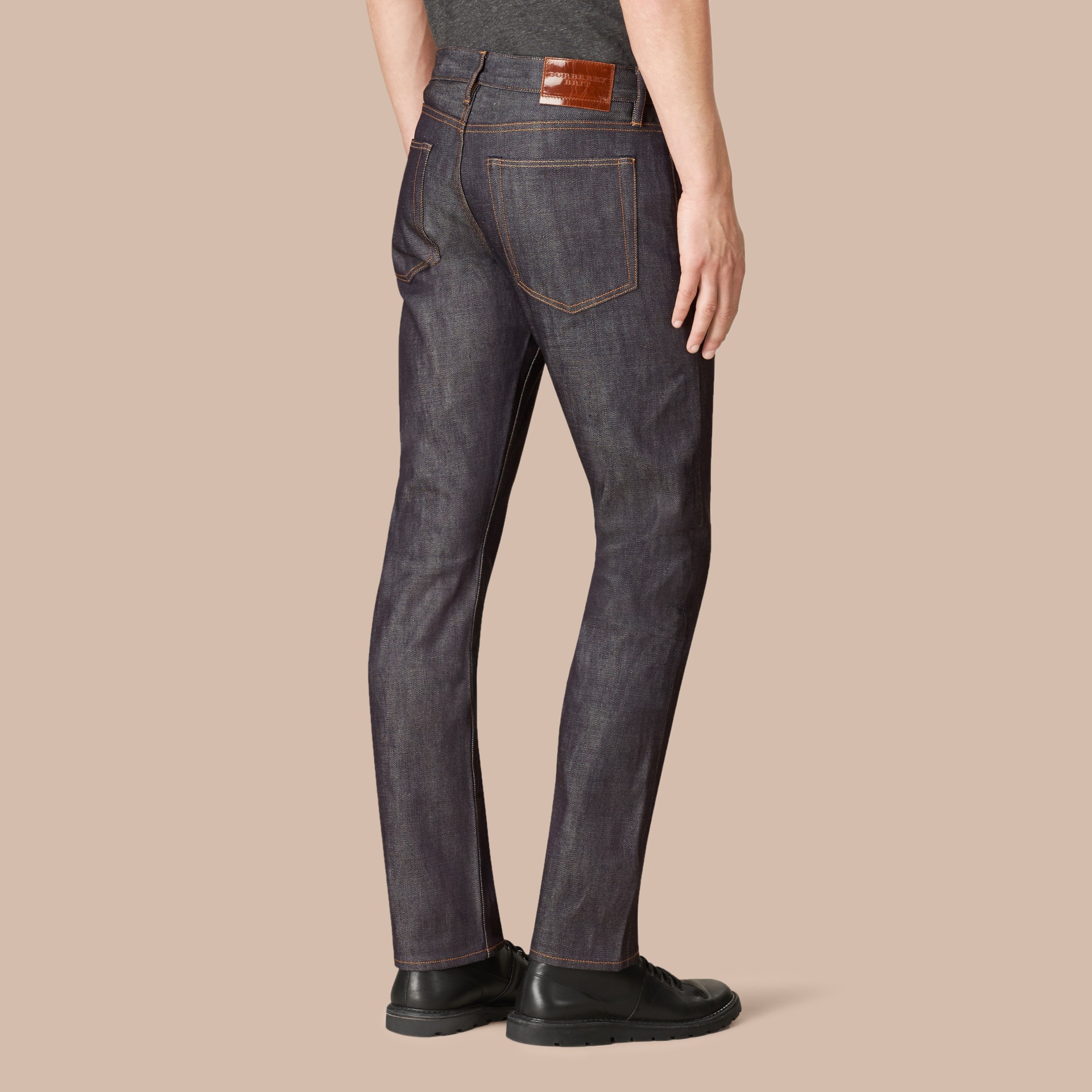 Straight Fit Deep Indigo Jeans in Mid Men Burberry United States
