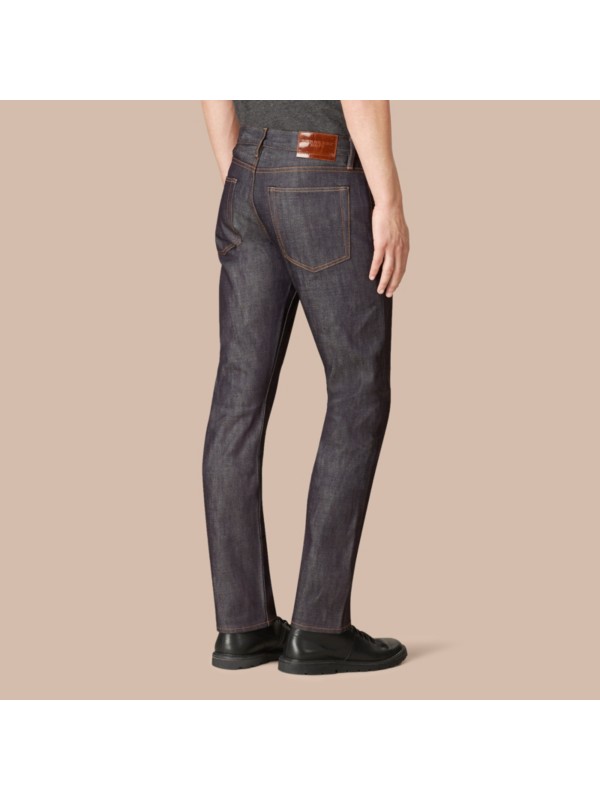 Straight Fit Deep Indigo Jeans in Mid - Men | Burberry United States