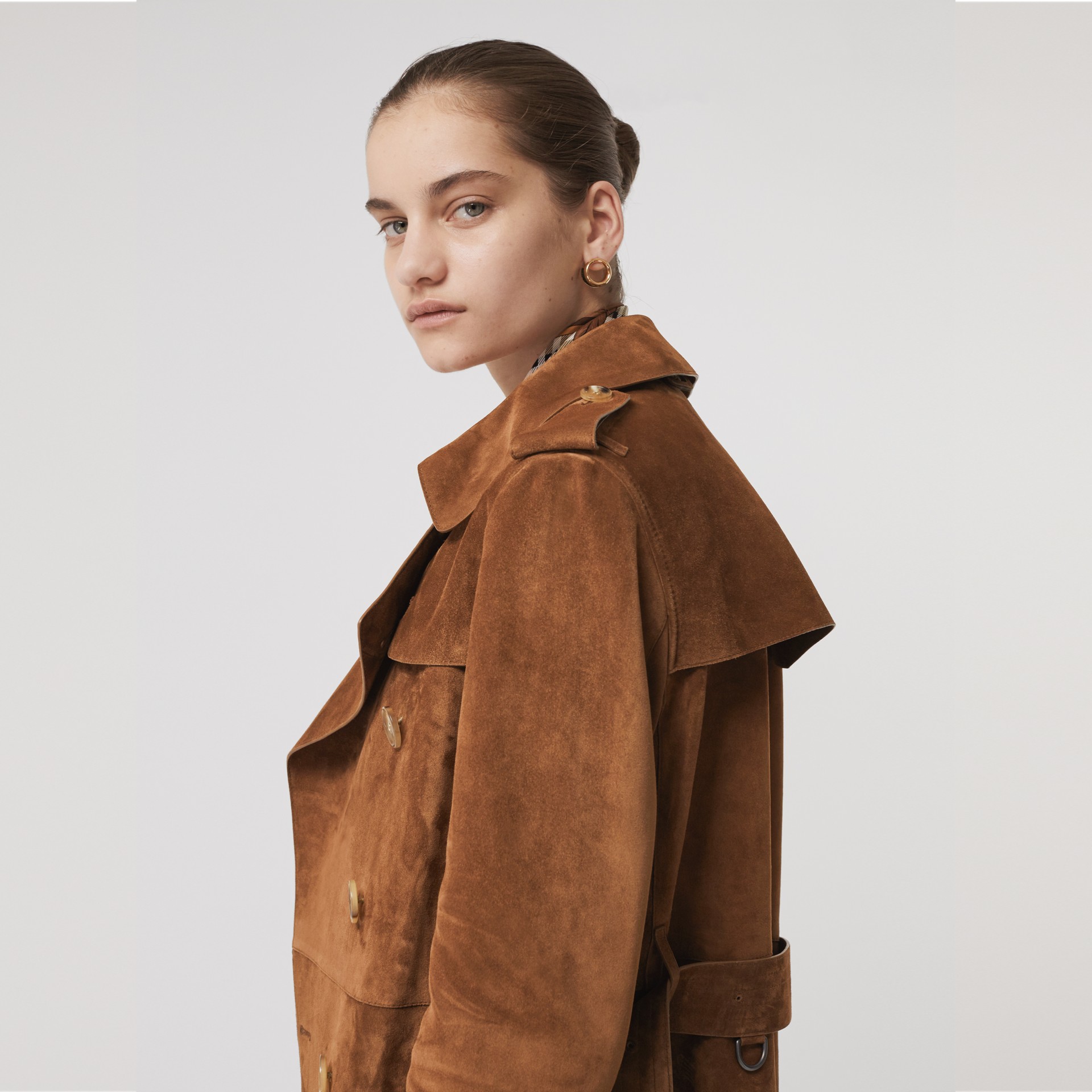 Suede Trench Coat in Sepia Brown | Burberry United States