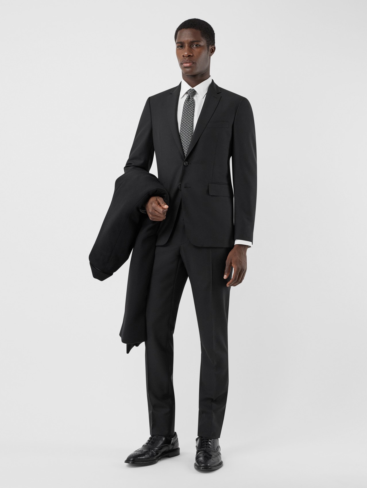 Slim Fit Wool Mohair Suit in Black