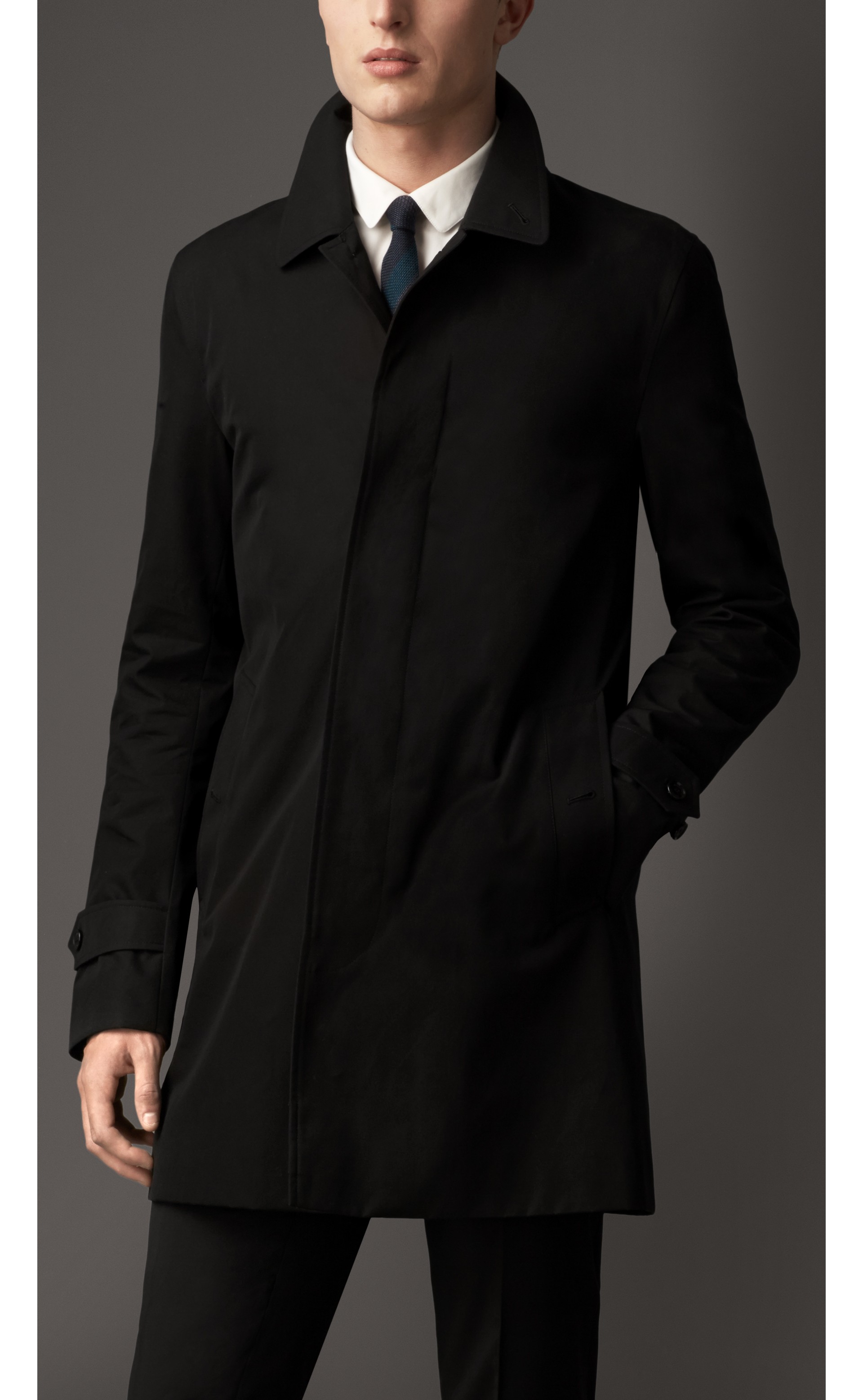 Cotton Gabardine Car Coat in Jet Black - Men | Burberry United States