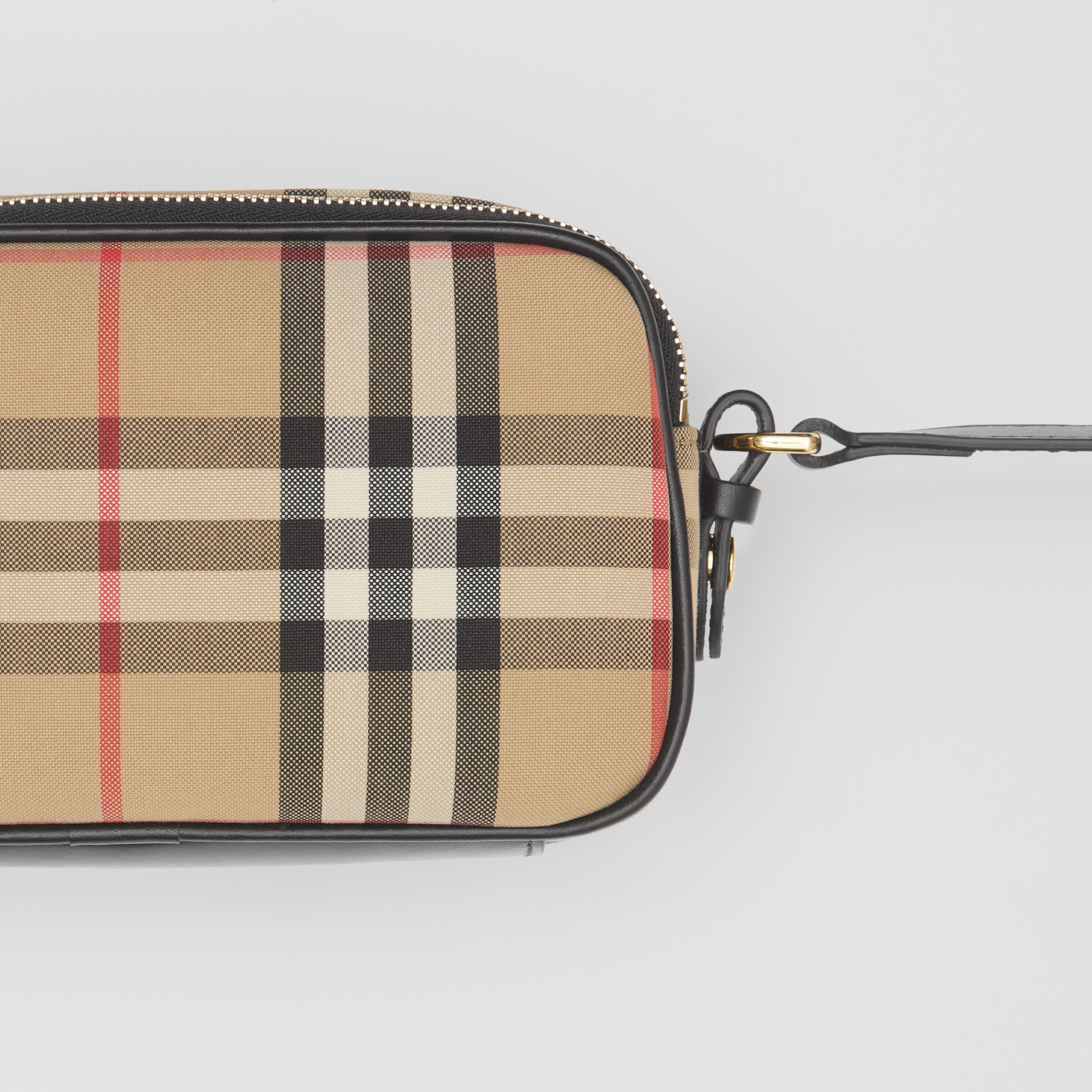 Mini Vintage Check and Leather Camera Bag in Archive Beige | Burberry ...