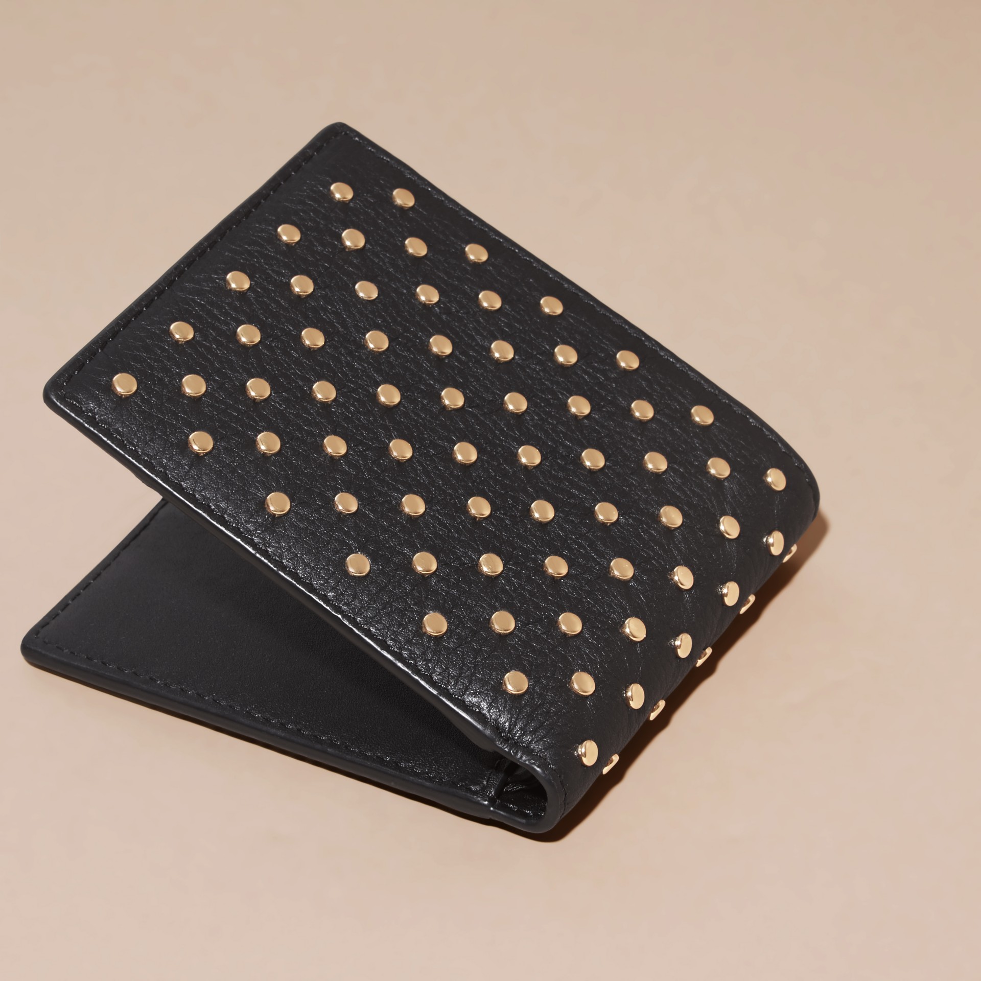 Studded Leather Folding Wallet Burberry