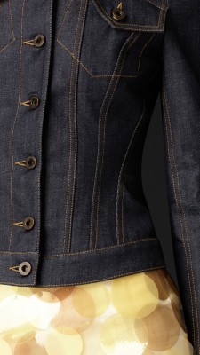 wasp waist denim jacket with shearling