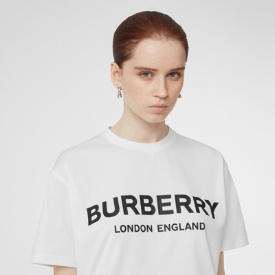 ロゴプリント コットン オーバーサイズTシャツ (ホワイト) - ウィメンズ | Burberry®公式サイト