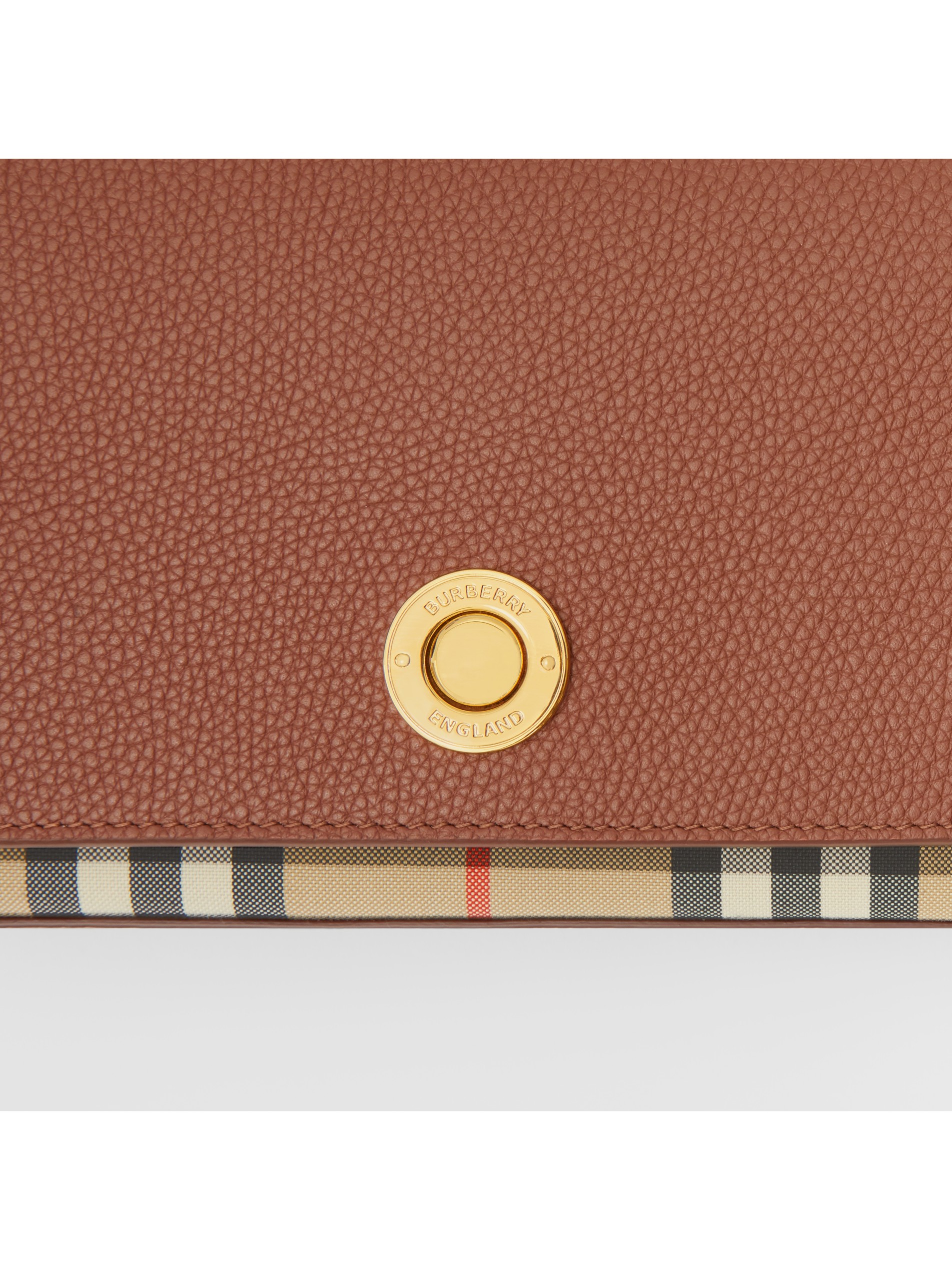 棕褐色 vintage 格纹拼皮革小号斜背包 产品图片11