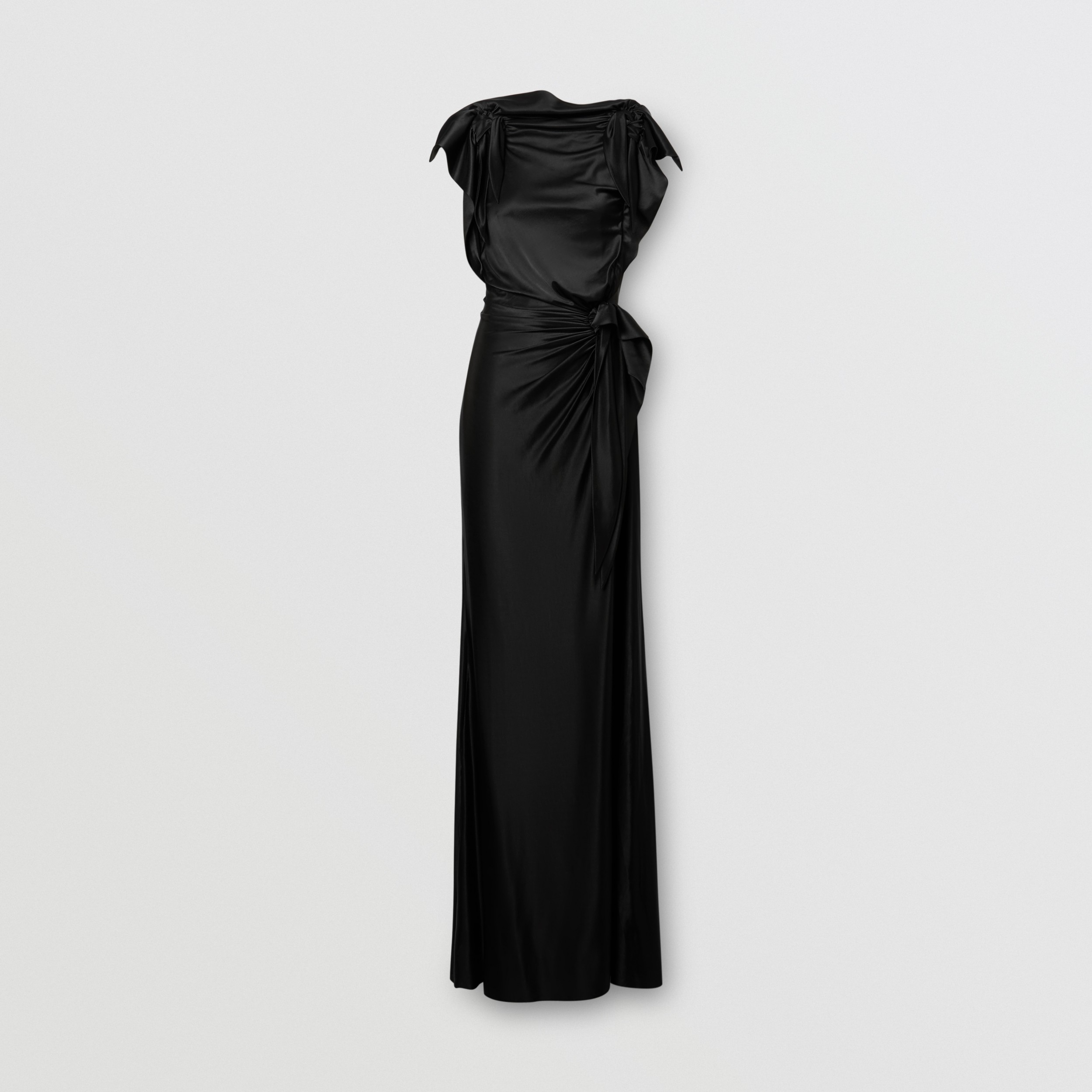 Tie Detail Stretch Jersey Gown in Black - Women | Burberry United States