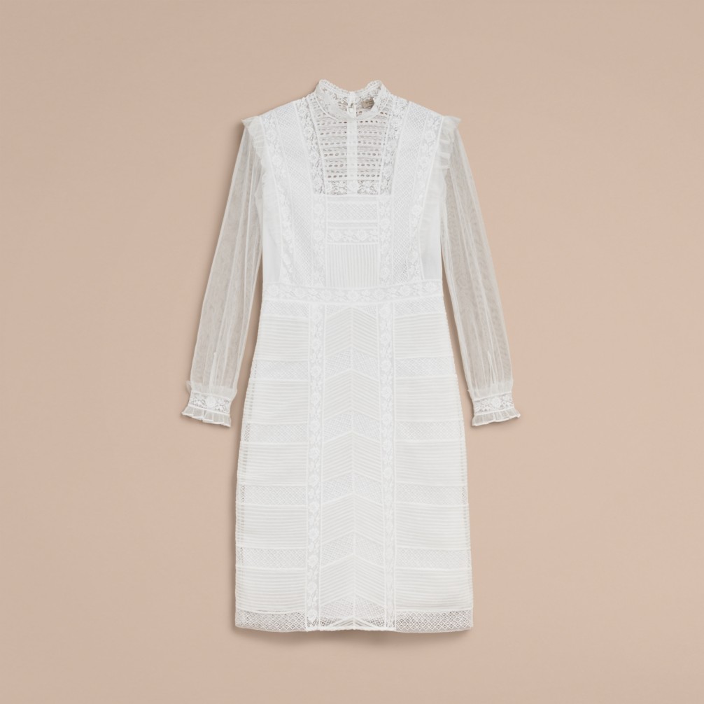 褶饰蕾丝网纹连衣裙 产品图片31