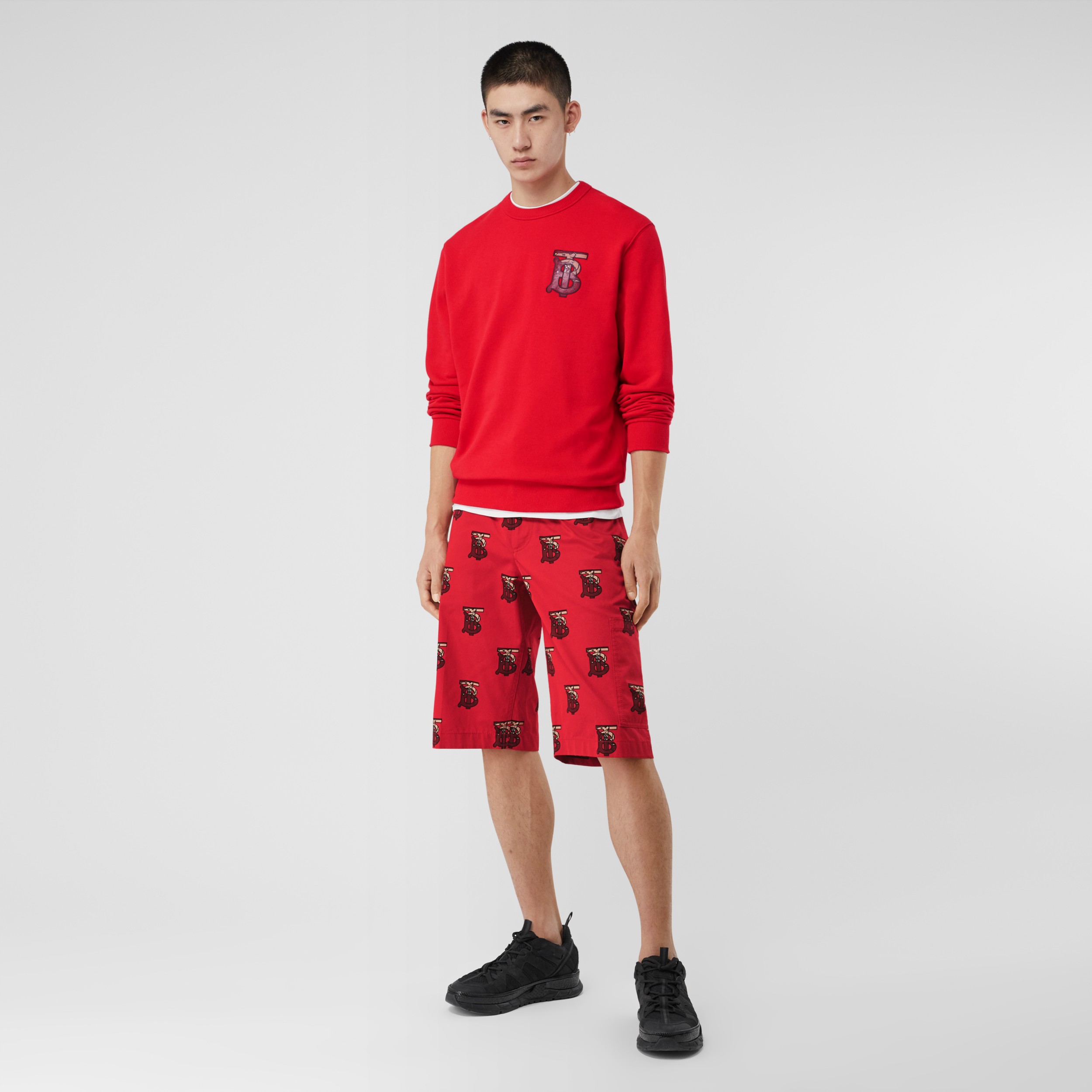 モノグラムモチーフ コットン スウェットシャツ ブライトレッド メンズ バーバリー