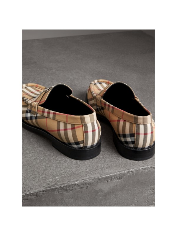Vintage Check Cotton Loafers in Antique Yellow - Men | Burberry United ...