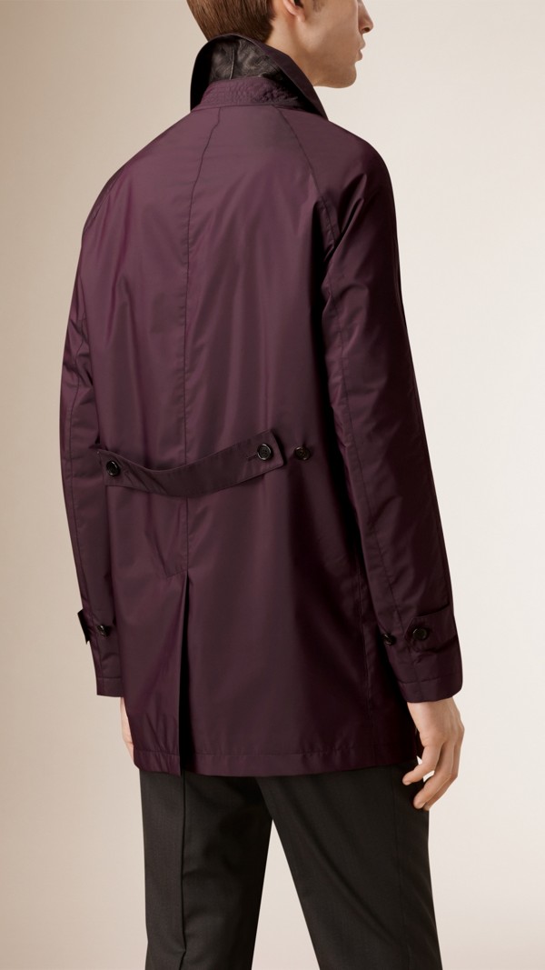 Leather Detail Technical Car Coat in Burgundy - Men | Burberry United ...