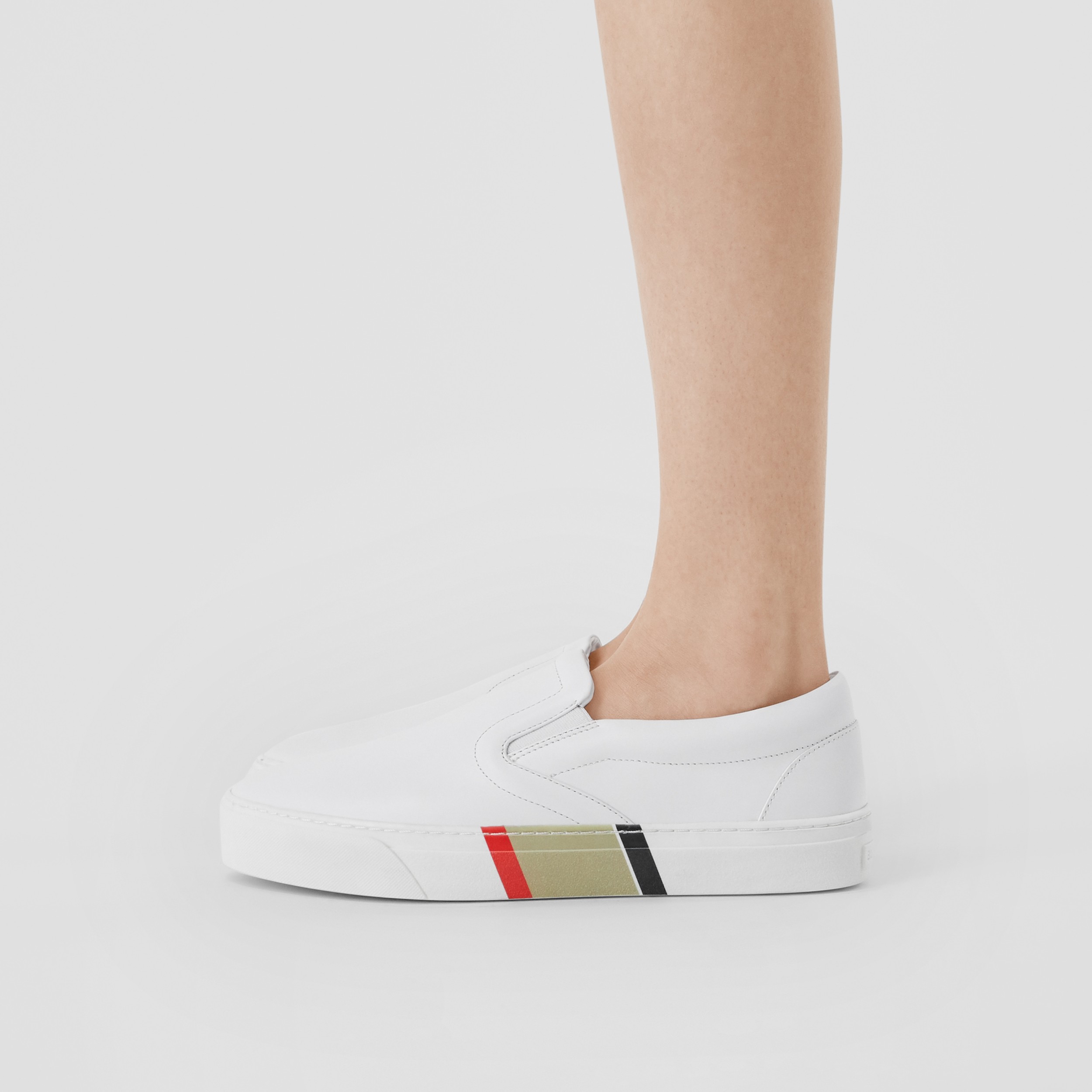 Svig Abe Kritik Bio-based Sole Leather Slip-on Sneakers in Optic White - Women | Burberry