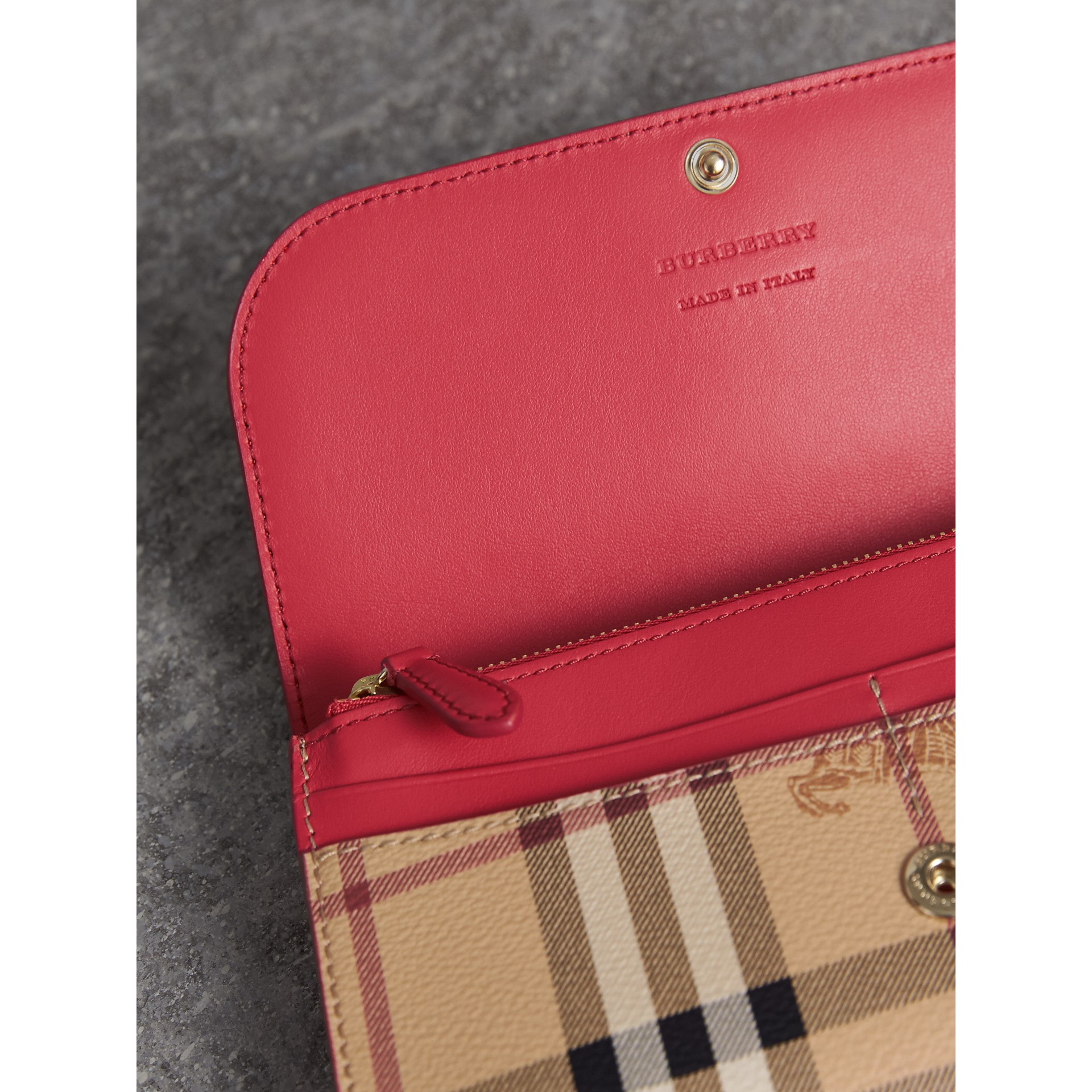 Haymarket Check and Leather Slim Continental Wallet in Coral Red ...
