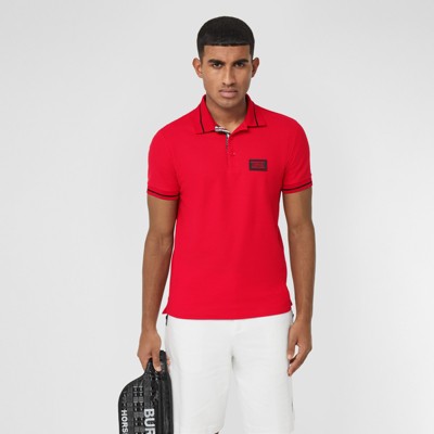 Cotton Piqué Polo Shirt in Bright Red 