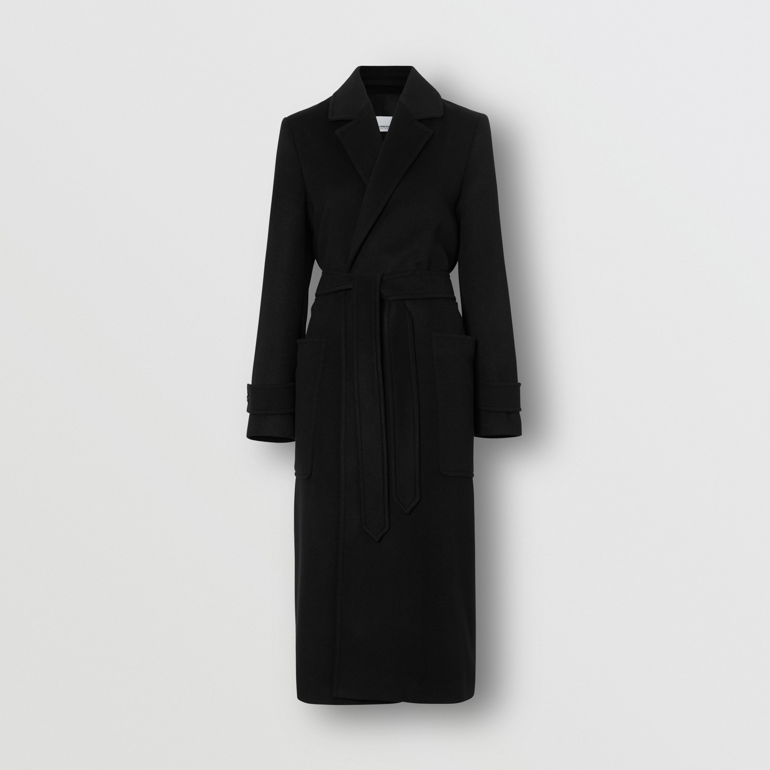 cashmere wrap coat black