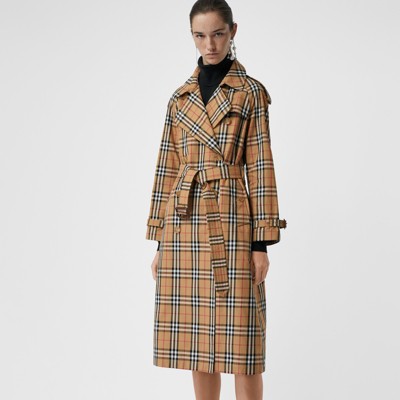 Vintage Check Cotton Trench Coat in 