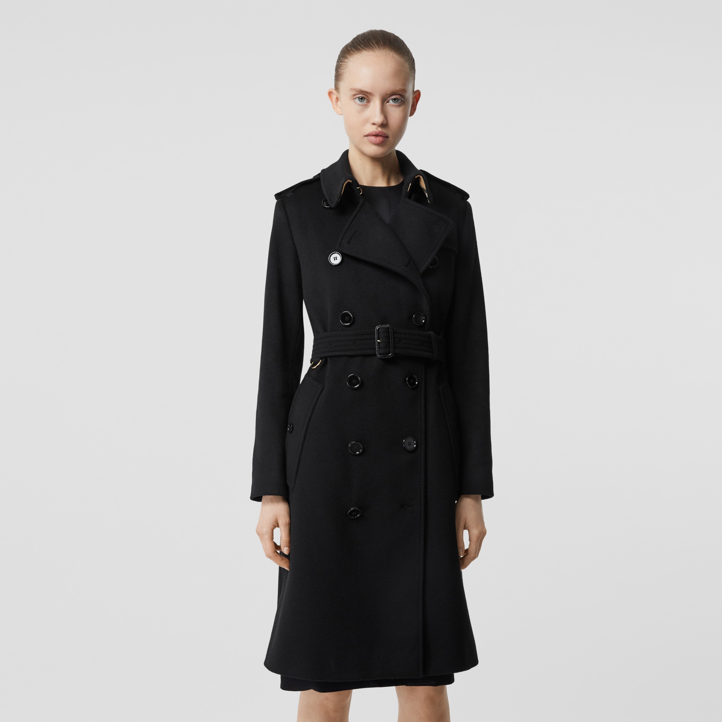 Regenerated Cashmere Trench Coat in Black - Women | Burberry United States