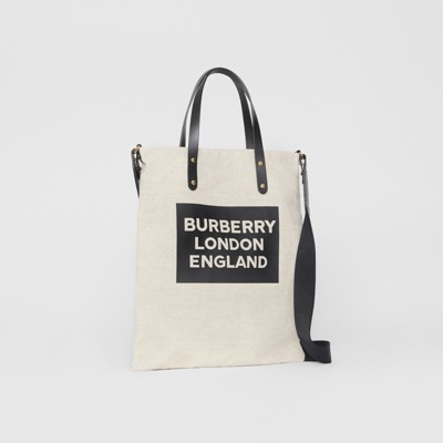 Logo Cotton Canvas Tote Bag in Natural 