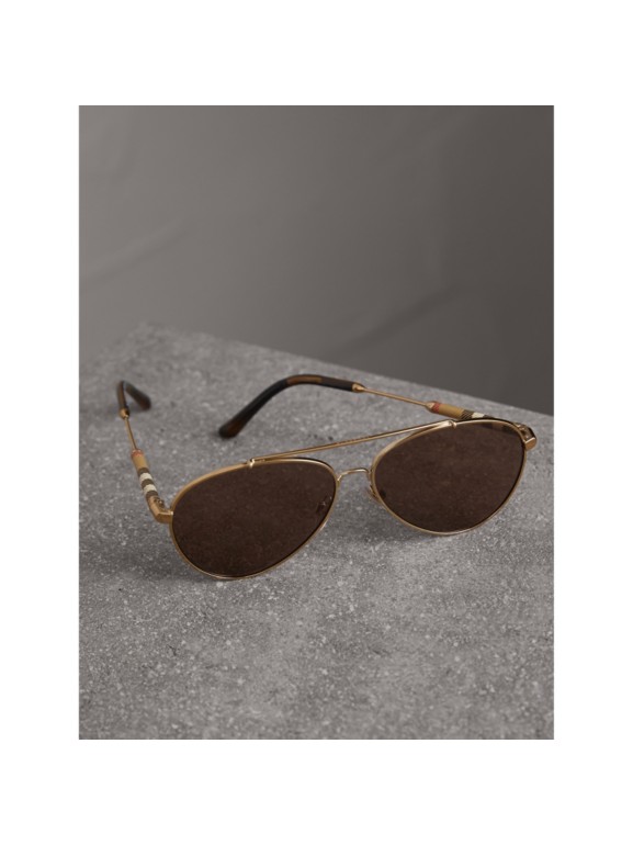 check detail pilot sunglasses