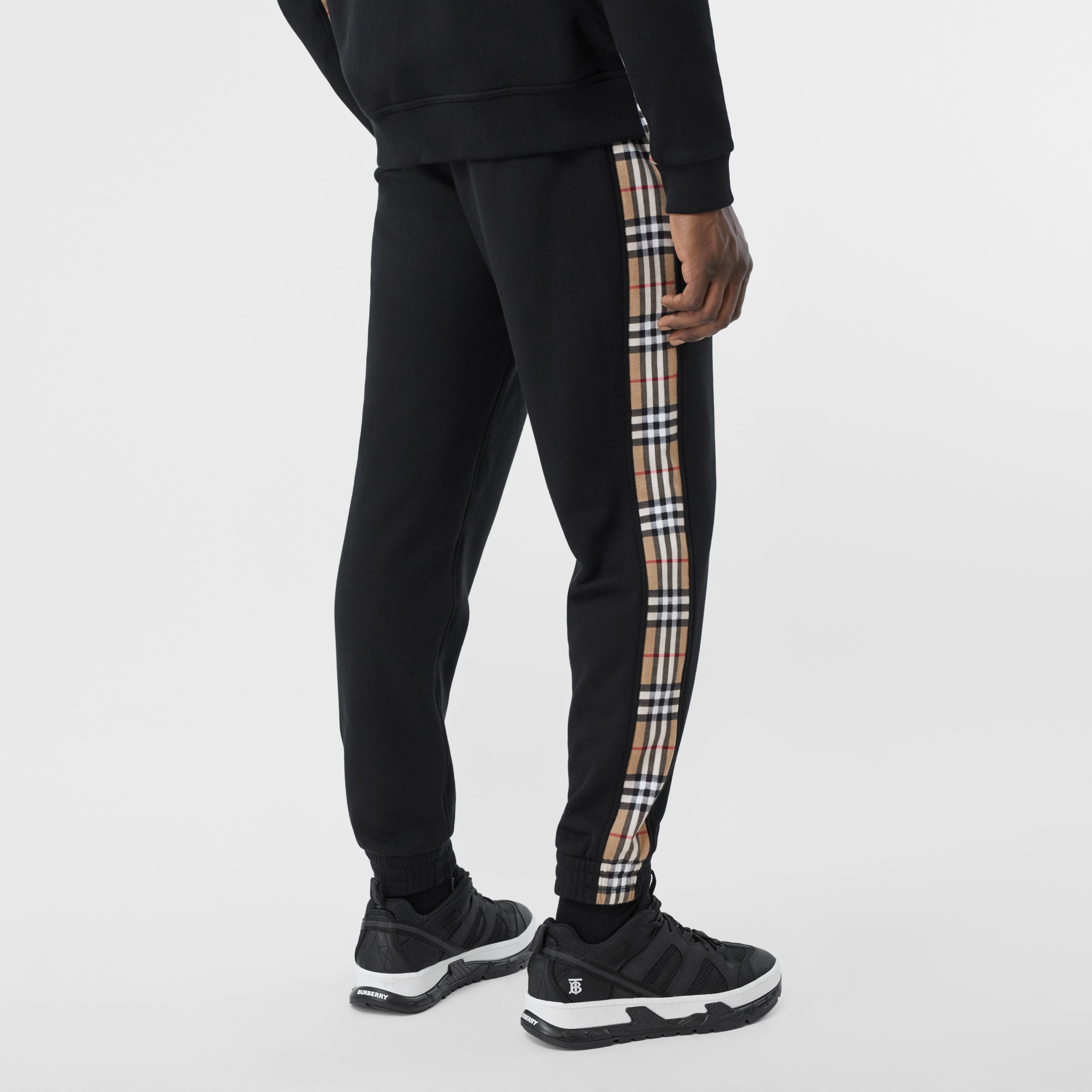 Vintage Check Panel Cotton Jogging Pants in Black - Men | BurberryÂ® Official