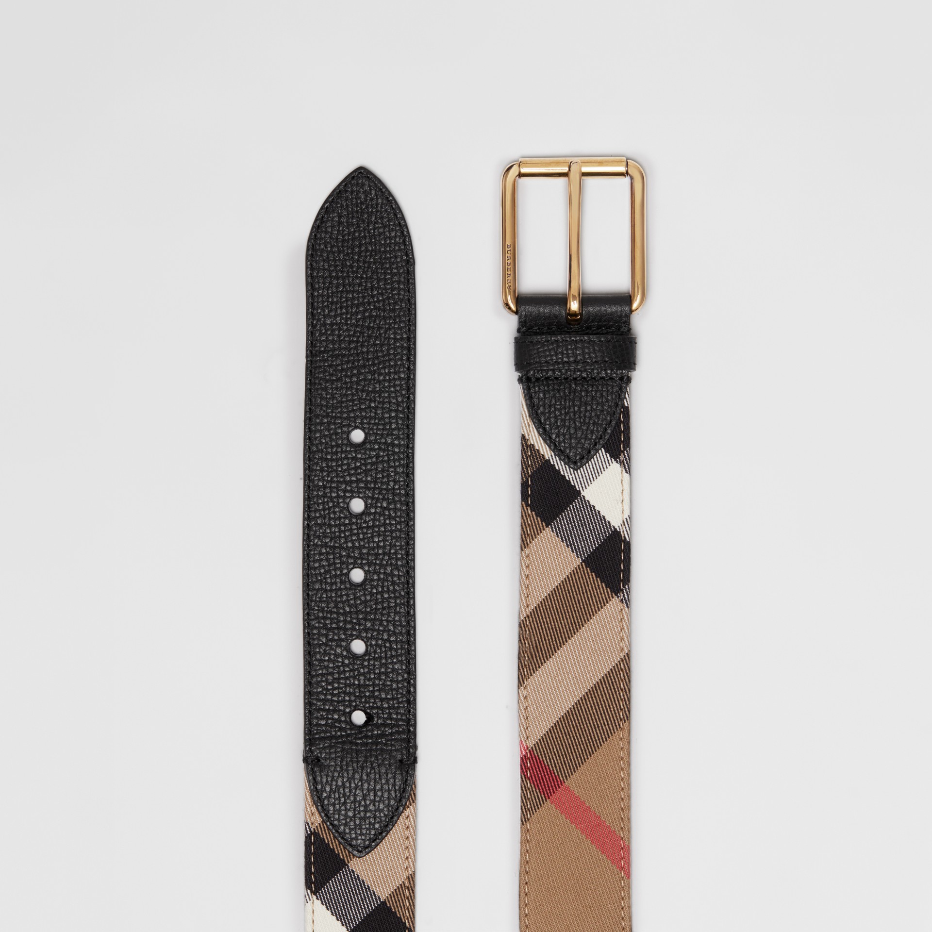 House Check and Leather Belt in Black - Men | Burberry United States