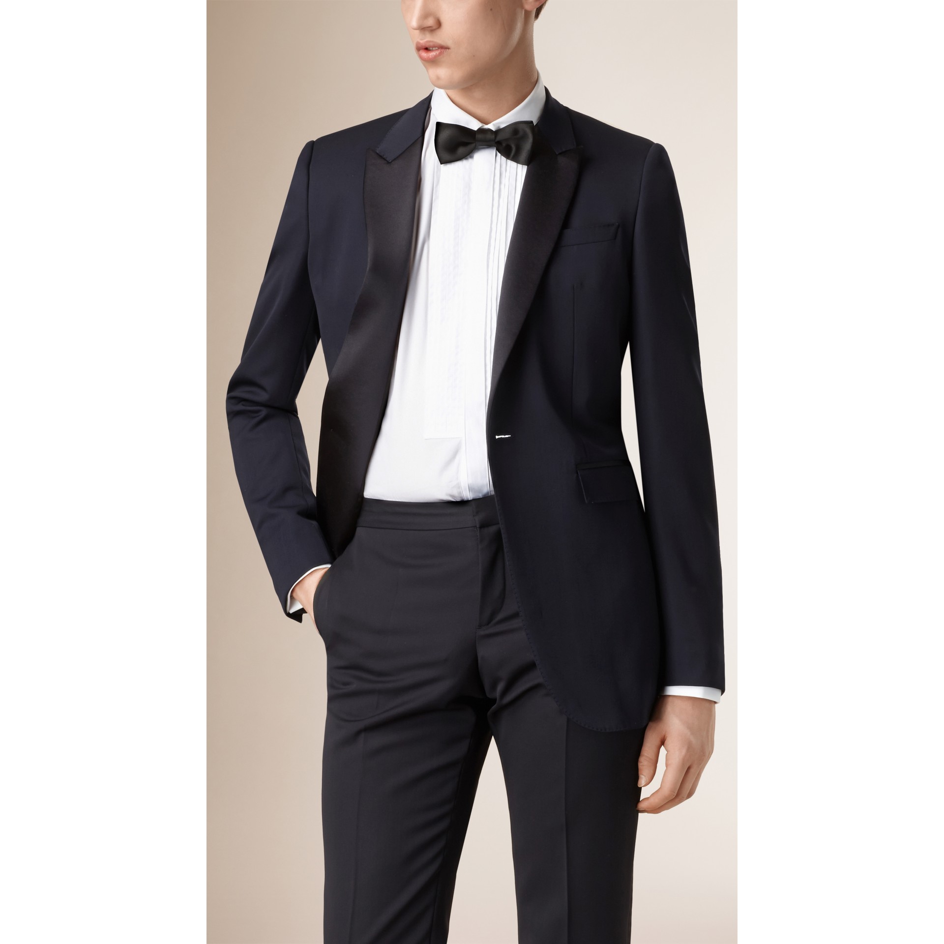 Satin Lapel Tuxedo Jacket in Navy - Men | Burberry United States