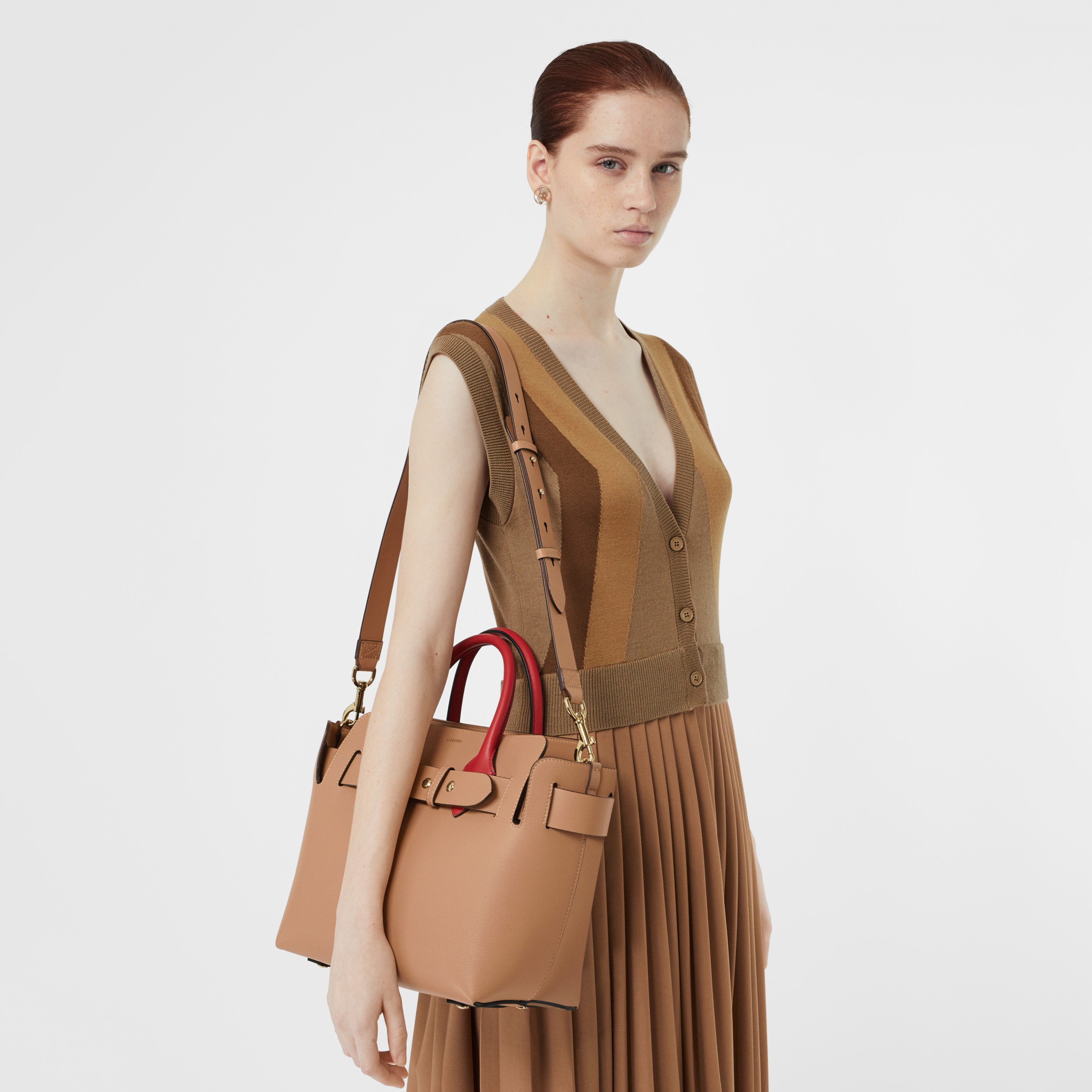 The Small Leather Triple Stud Belt Bag in Light Camel - Women ...