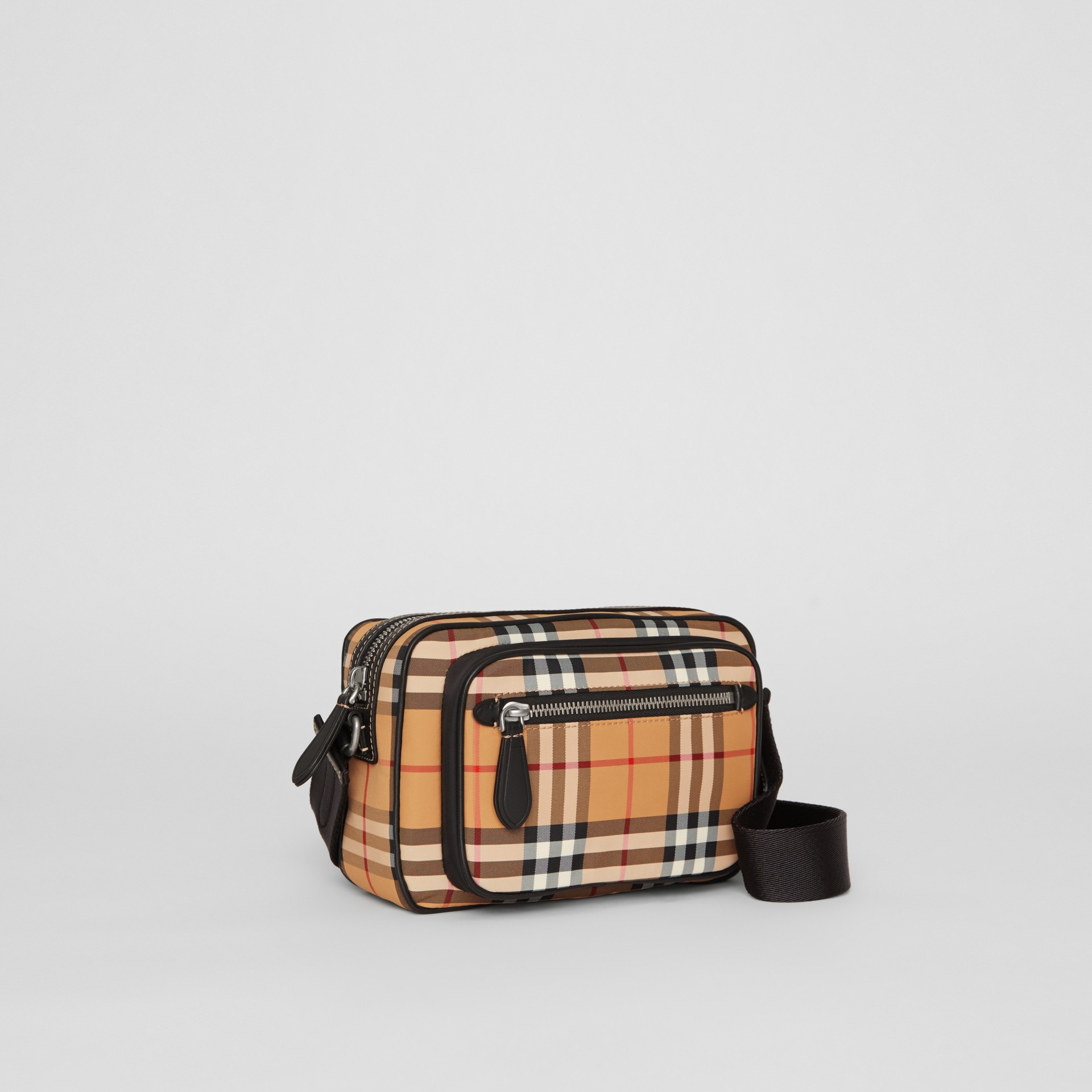 Vintage Check and Leather Crossbody Bag in Antique Yellow - Men | Burberry Canada