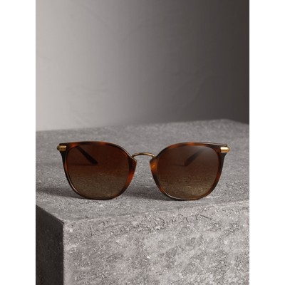 check detail square frame sunglasses