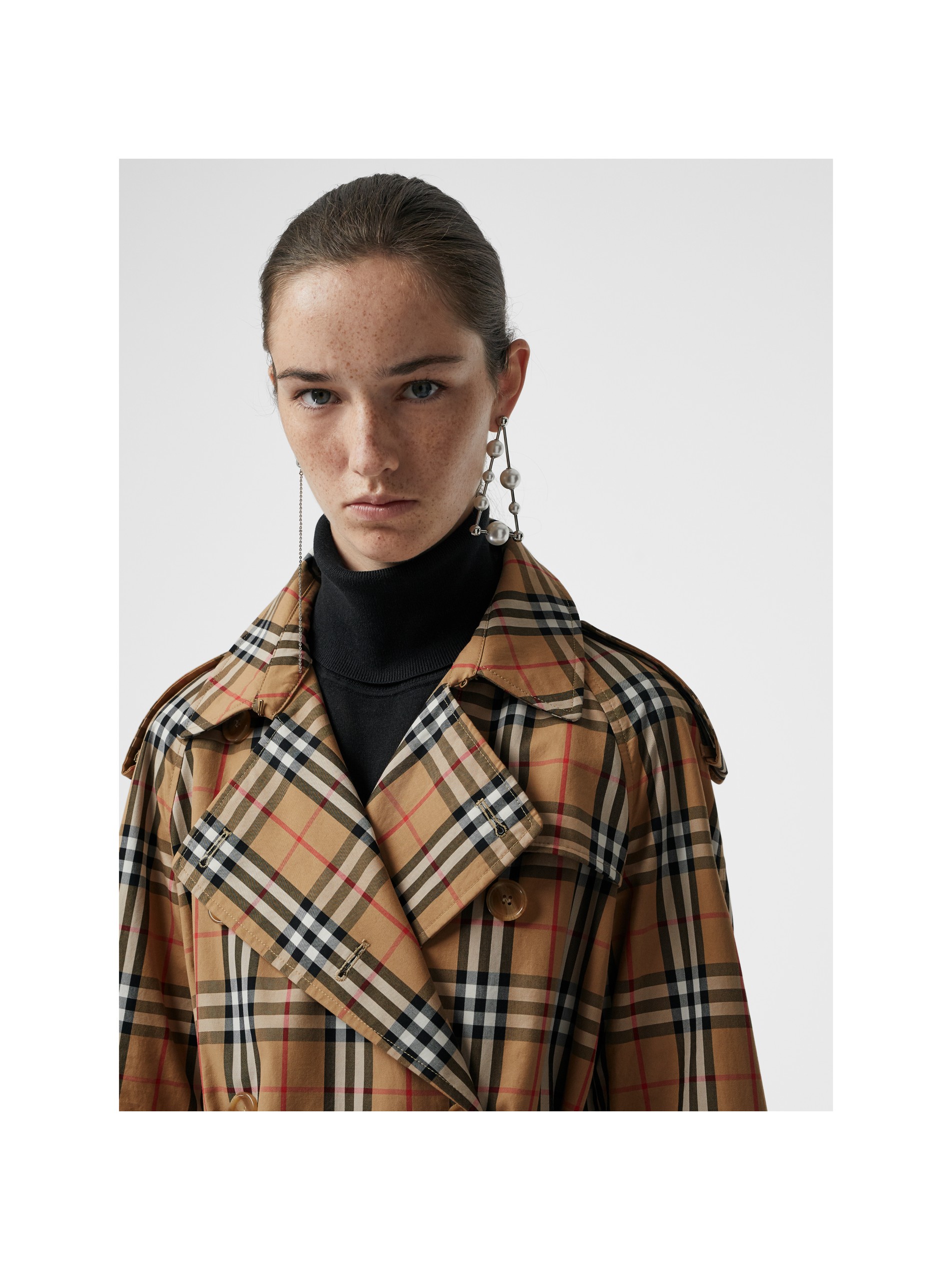 vintage 格纹棉质 trench 风衣 (古典黄色) - 女士 | burberry 博柏利