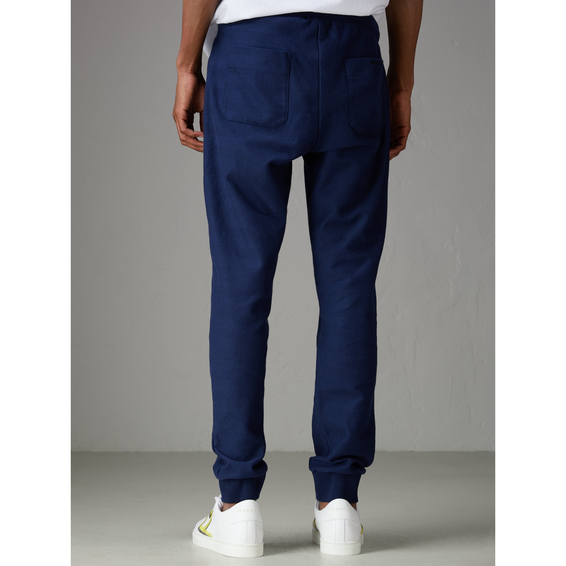Herringbone Cotton Sweatpants in Navy - Men | Burberry United States
