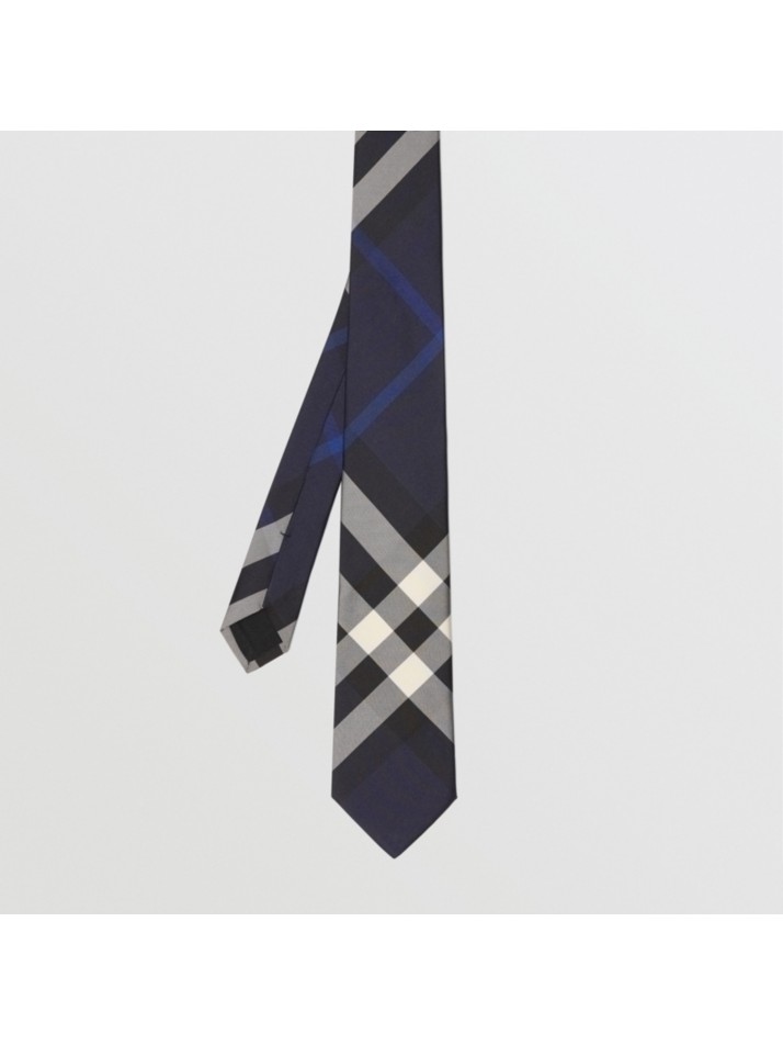 现代剪裁格纹丝质领带 (靛蓝) - 男士 | burberry 博柏利