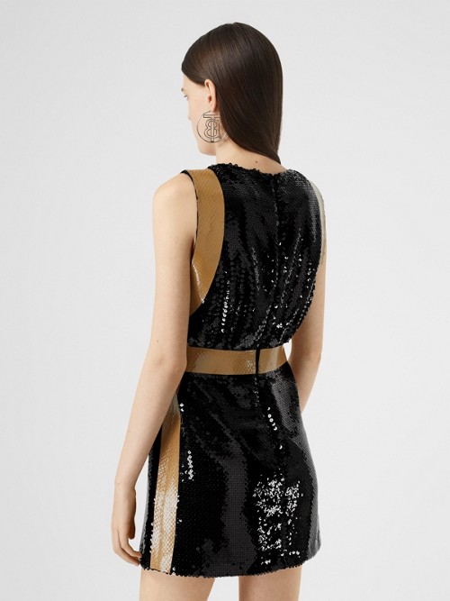 BURBERRY Tape Detail Sequinned Mini Dress