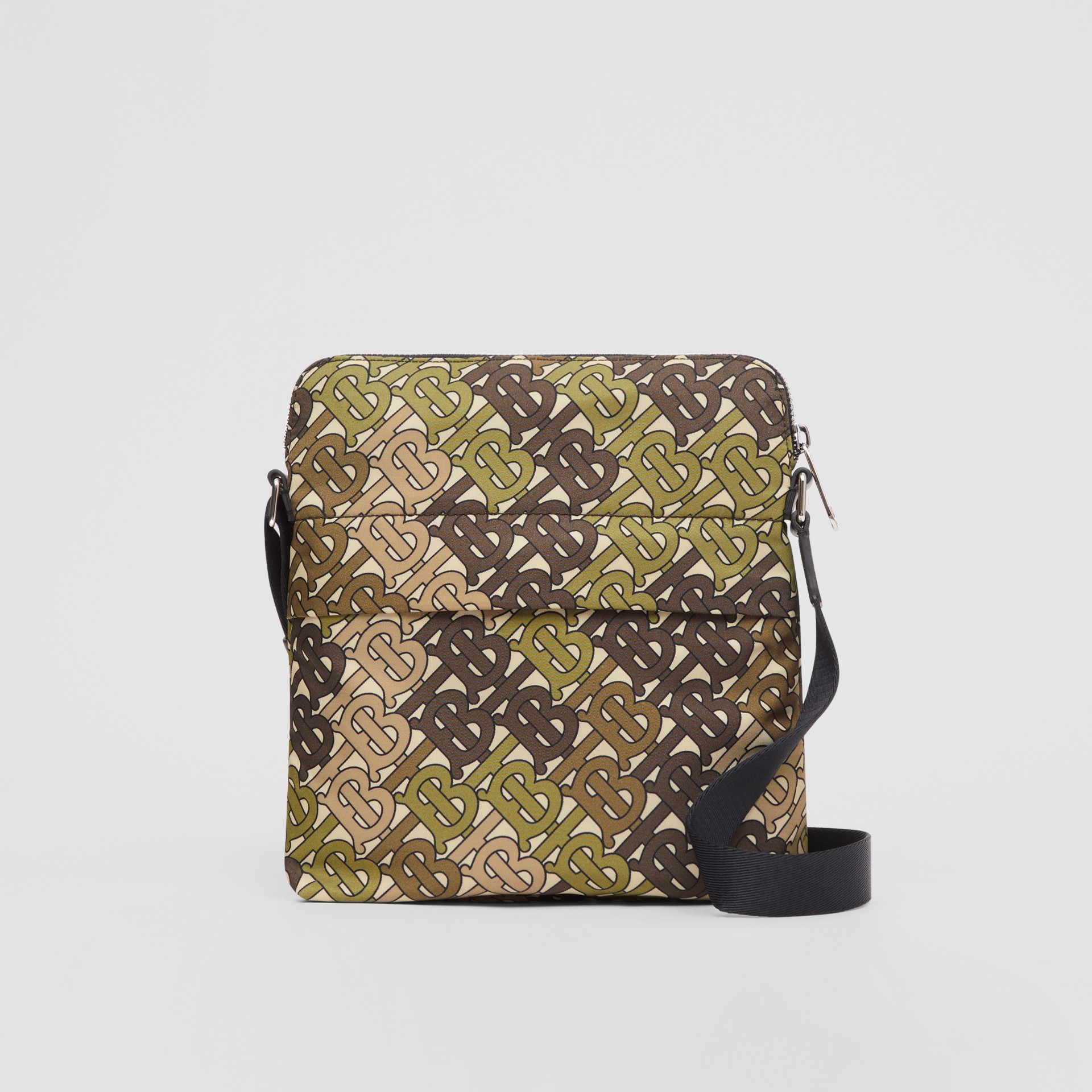 Monogram Print Nylon Crossbody Bag in Khaki Green - Men | Burberry