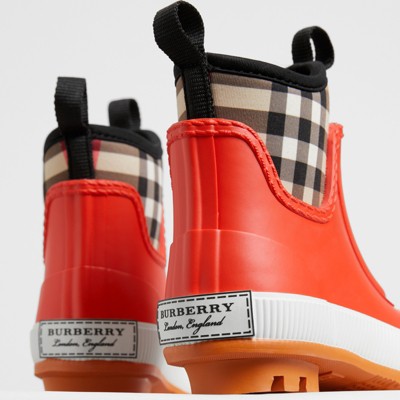 vintage check neoprene and rubber rain boots