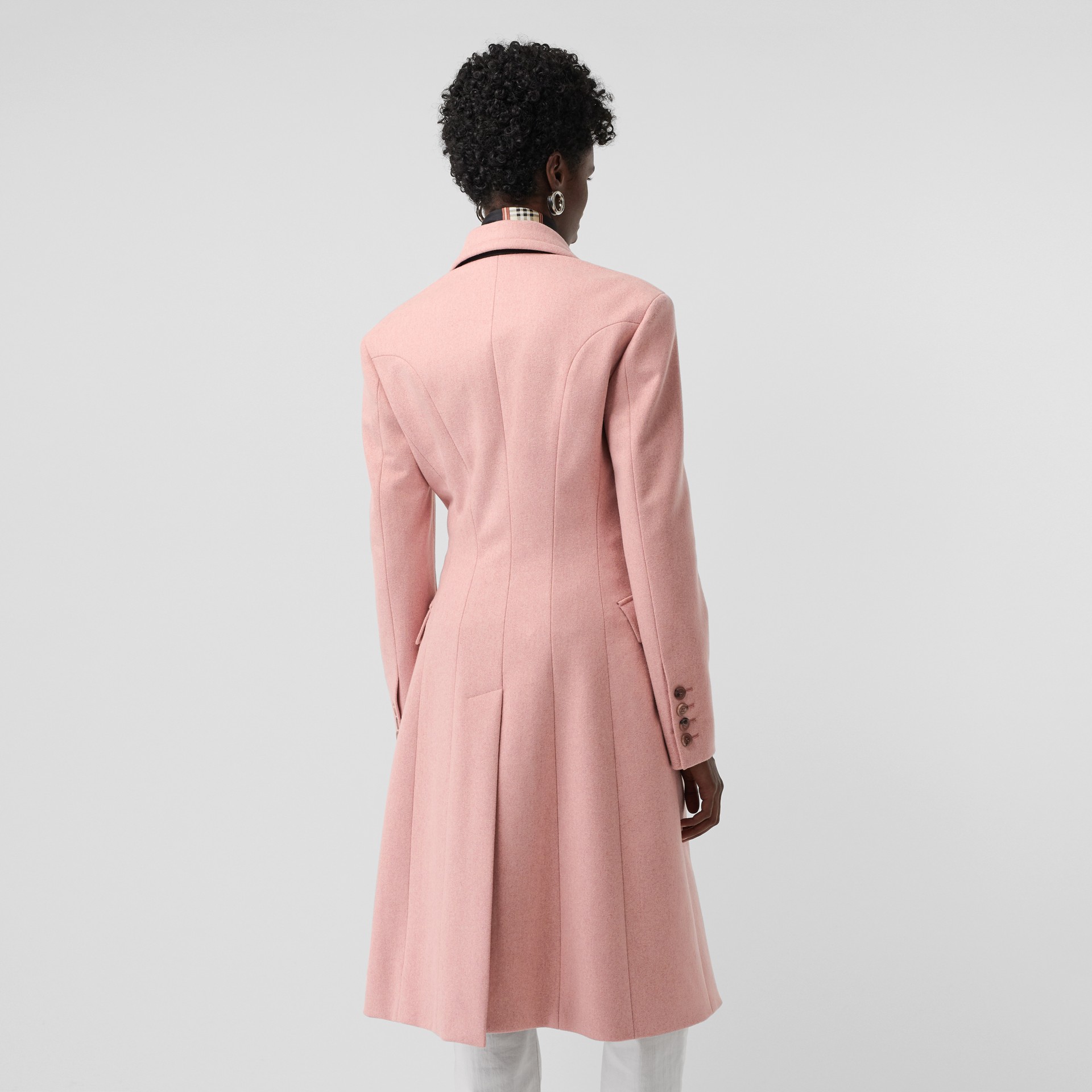 pink double breasted wool coat